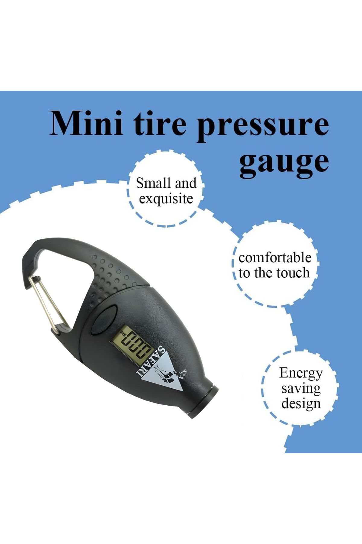 Safari-TG-52 Digital Tire Pressure Gauge with LCD Display and Hook for Cars, Bikes, and More 7