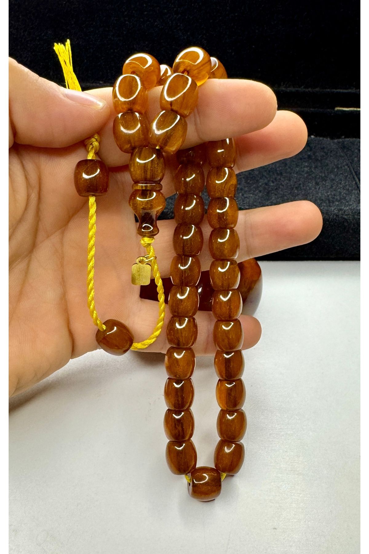 İskenderun Tesbihcilik-Sealed with a Signature Omari Ottoman Simile Stick Squeeze Amber Rosary 2