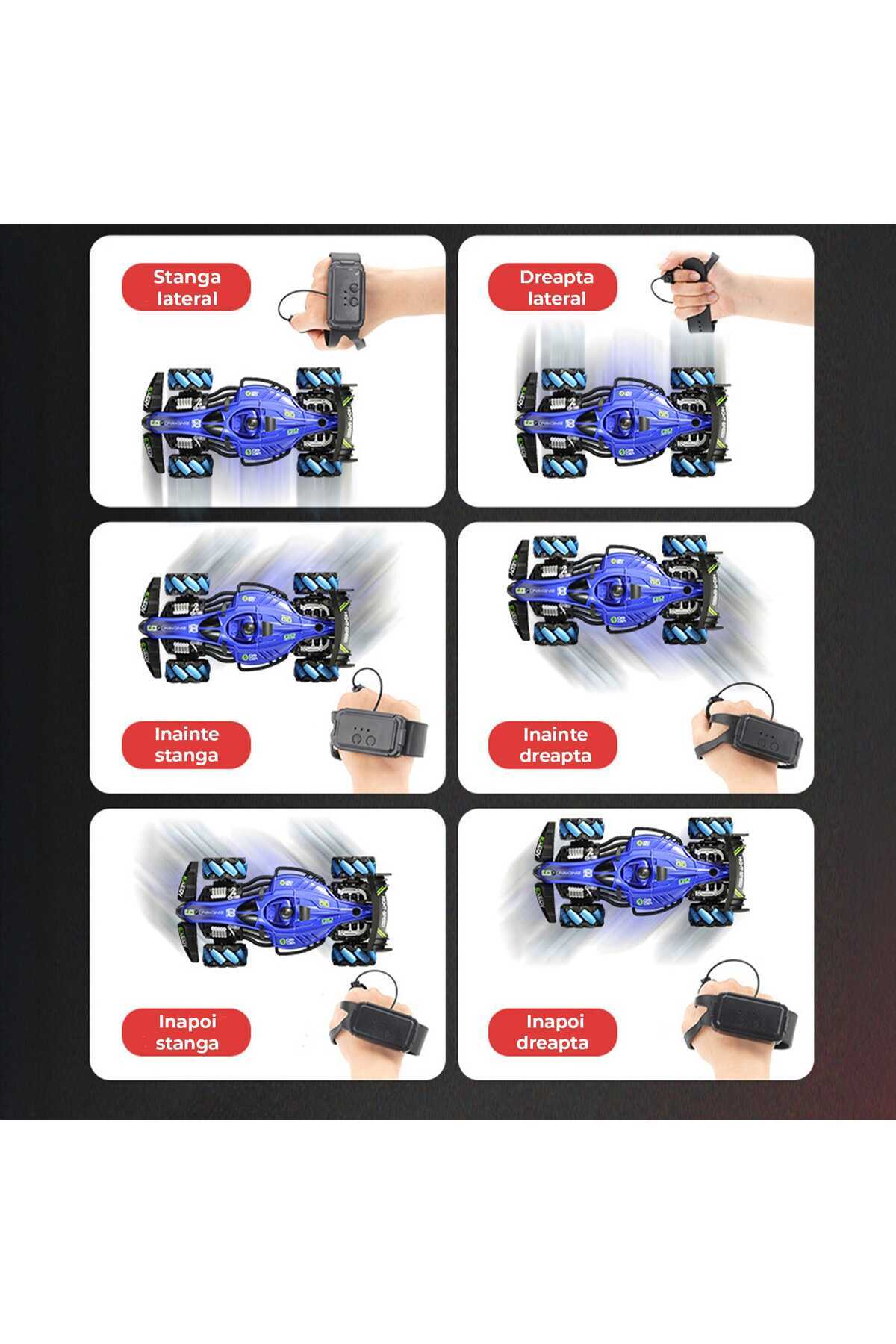 Timebox-F1 Drift Car with Remote Control and Gesture Sensor – Car with Spray, Lights, Music, 360° Rotation 9