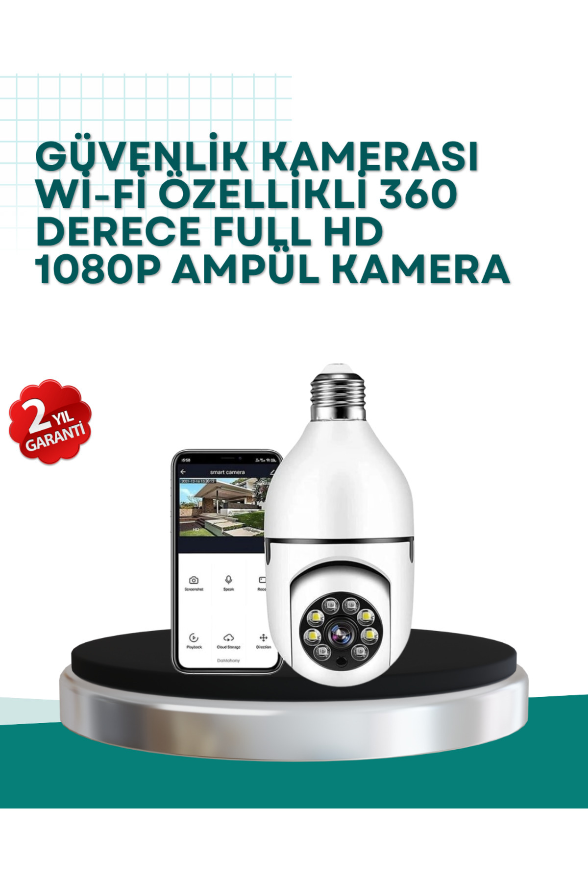 KAFKAS STORE 360° Panoramik Görüntüleme Sunan Ampul Tipi Güvenlik Kamerası