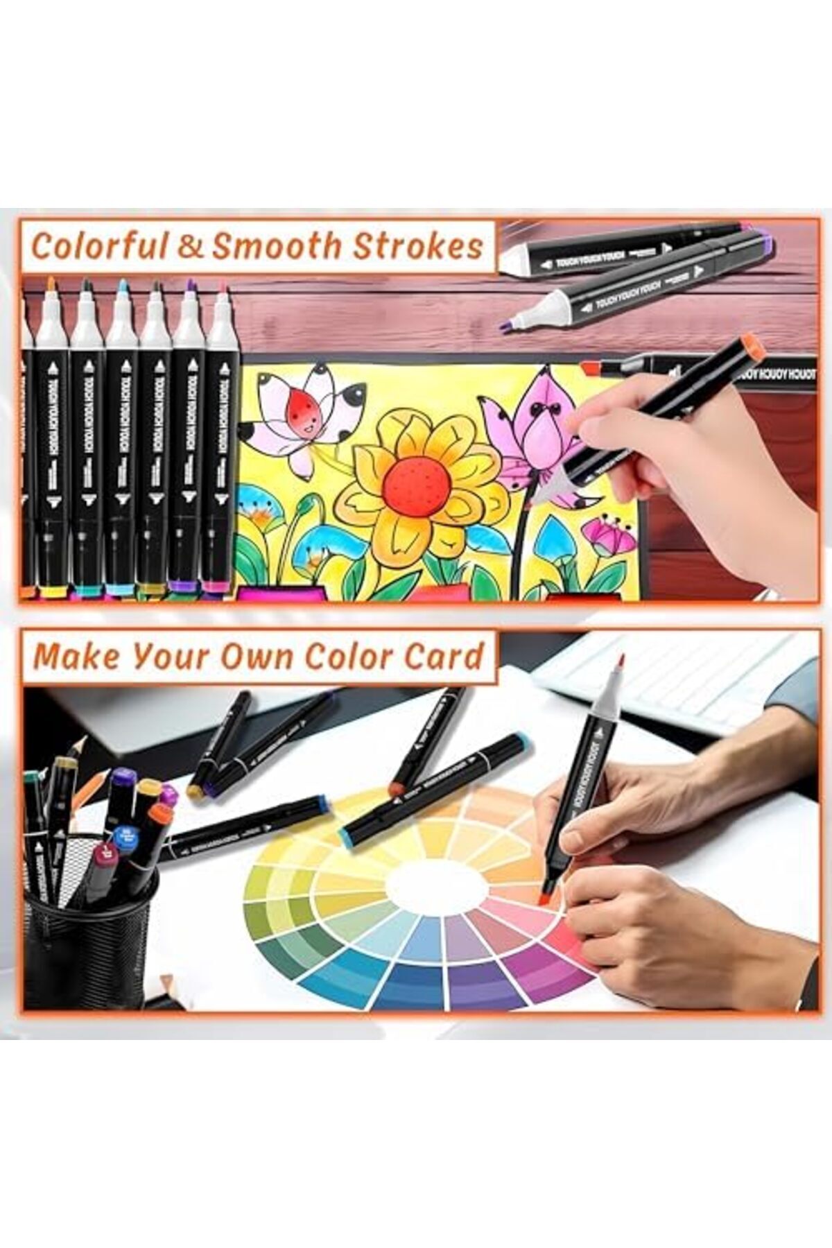 Twisoo-Dual Tip Art Markers with Carrying Case – Odorless & Non-Toxic Twin Head Permanent Colourin 6