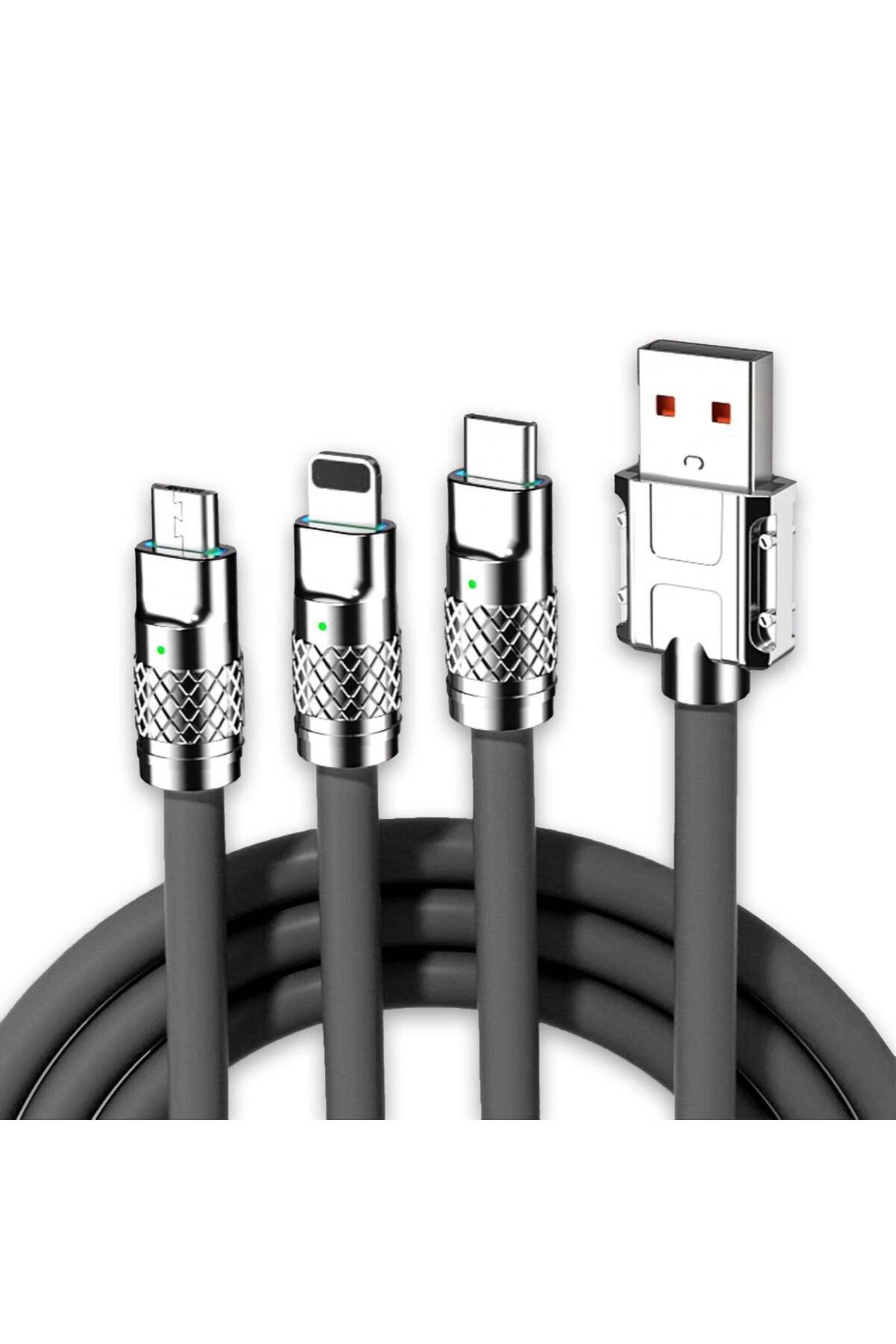 Timebox-Cablu de date și încărcare rapidă, 3 în 1.120 W, QC 3.0, USB, USB-C, Lightning, 1,2 m, negru 1