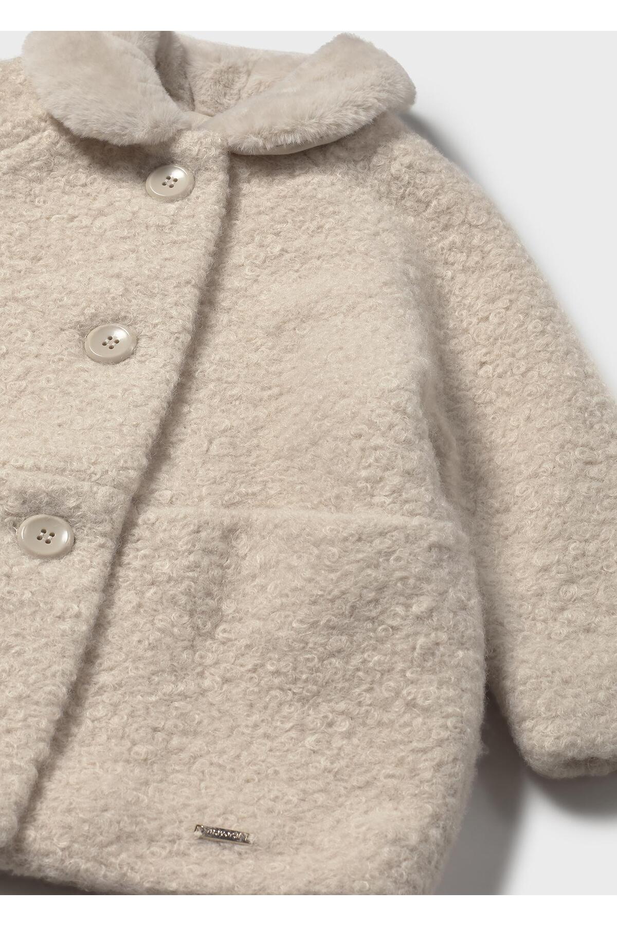 Mayoral Kız Bebek Kürklü Kaşe Kaban Bej fotoğrafı 4 (önizleme)