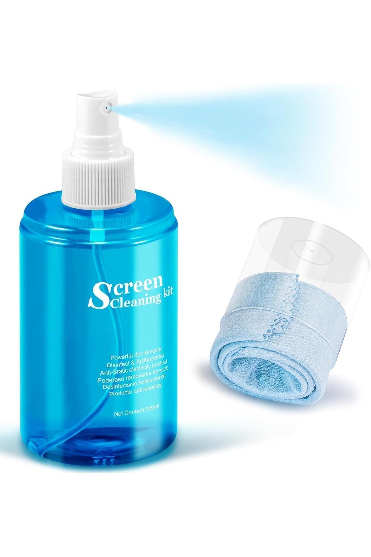 Generic-Screen Cleaning Kit with 200ml Solution and Microfibre Cloth, for Digital Devices, Anti-Static 1