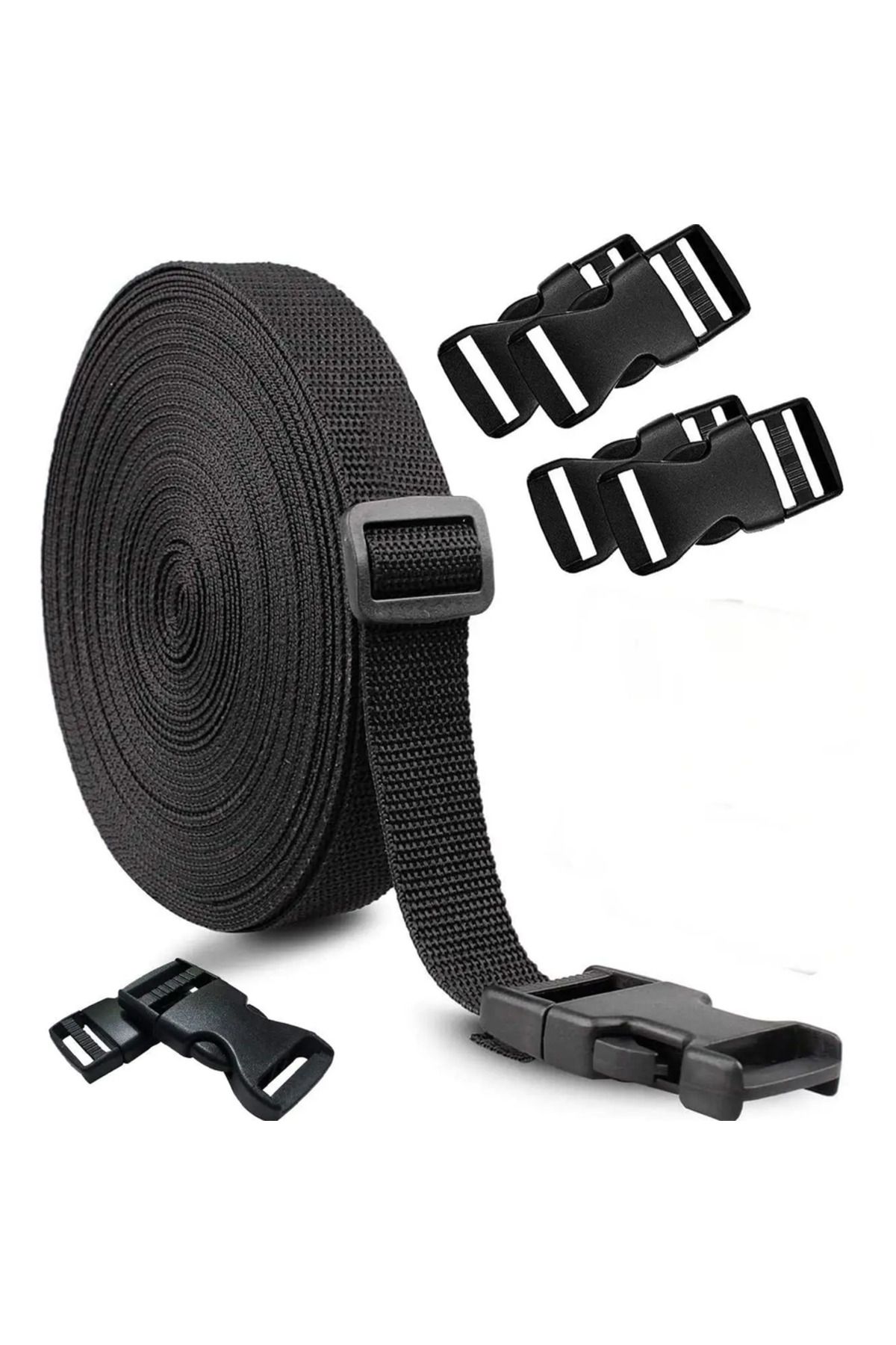 Choice-Wide 2.5cm 4 M Nylon Webbing Strap Band with 10 pcs of Flat Side Release Buckles and Tri-Glide Slide 1