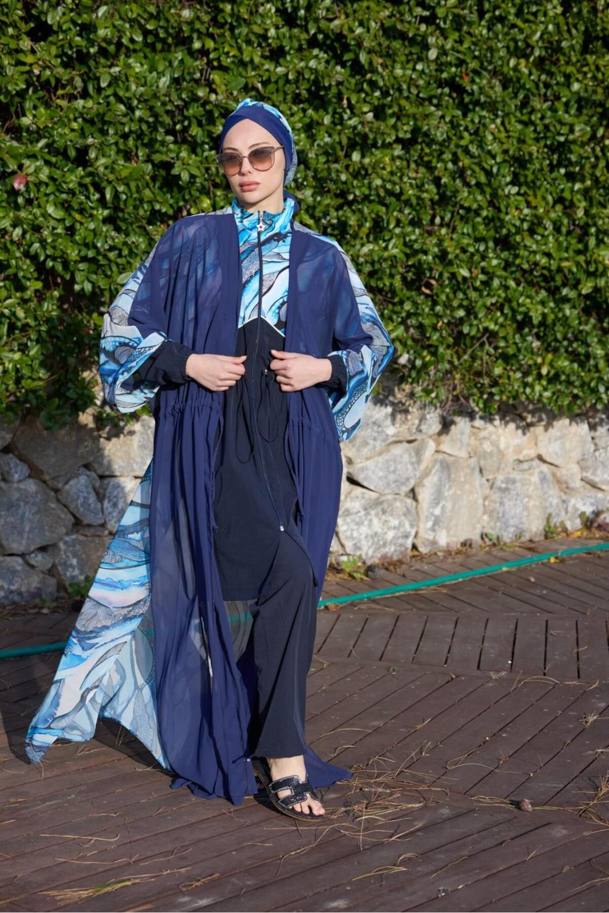 NS TASARIM MAYO-Maris Pattern Waist Lace-Up Design Hijab Pareo 3