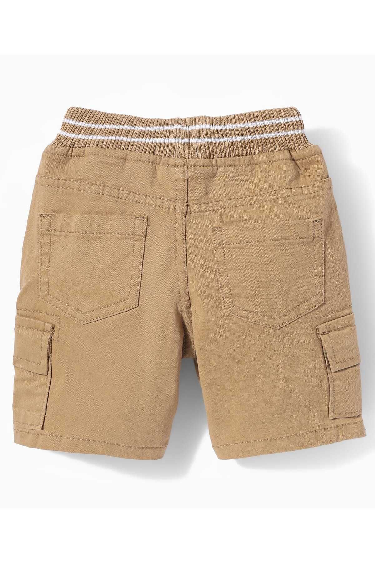 Babyhug-Twill Woven Above Knee Length Text Printed Bermuda With Side Pockets & Stretch - Khaki 2