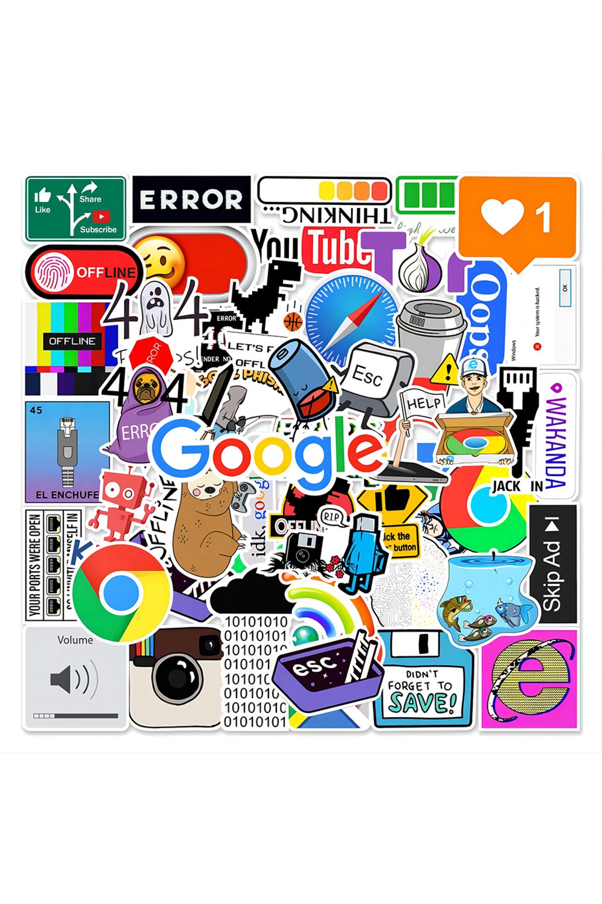 Miniso-50PCS 10/30/50pcs Cartoon Programming 404 Network Error Graffiti Stickers Laptop Motorcycle Car Skat 1