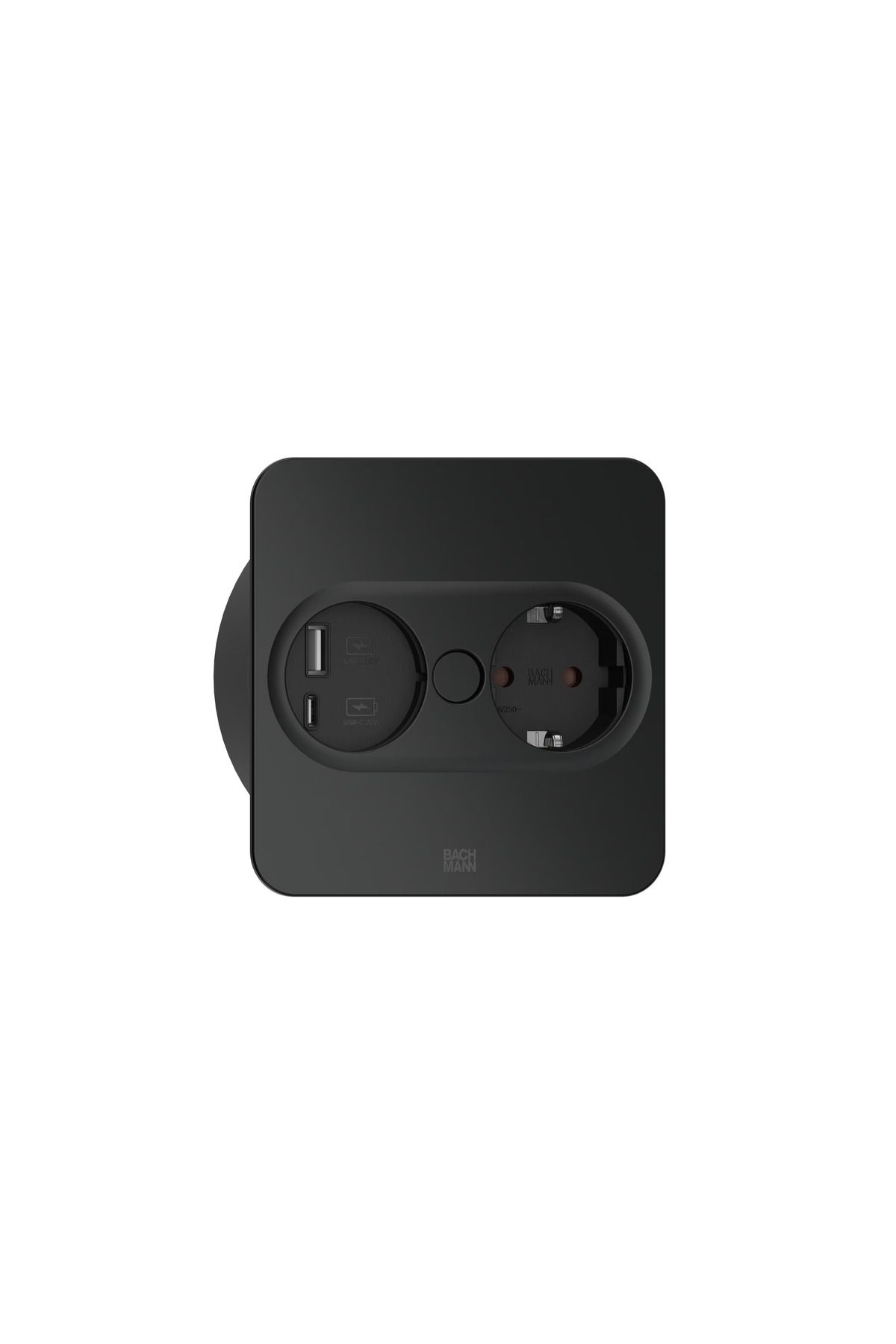Bachmann-TWIST 2 square built-in multi-socket, 2 sockets and 2m cord, matt black 1