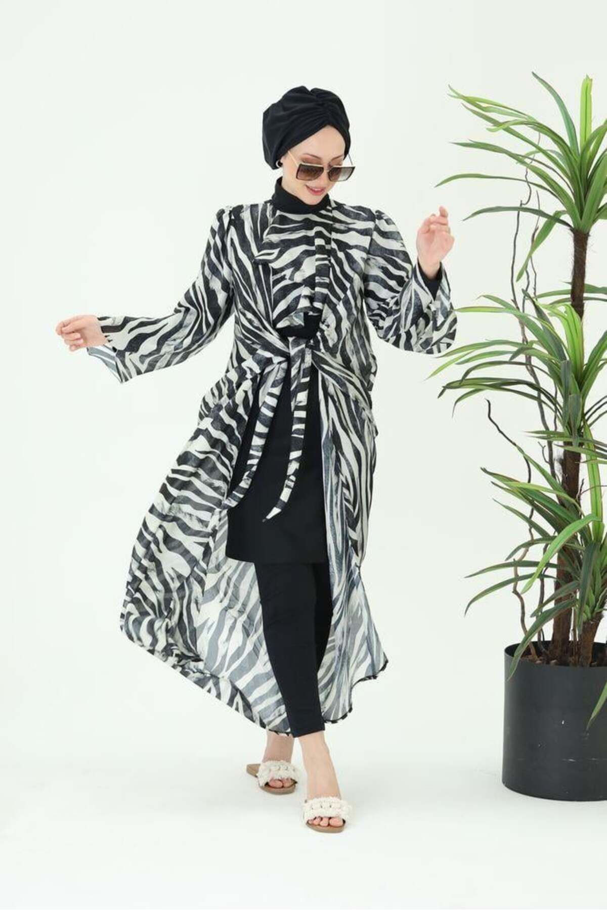 NS TASARIM MAYO-Laura Zebra Pattern Pareo 3