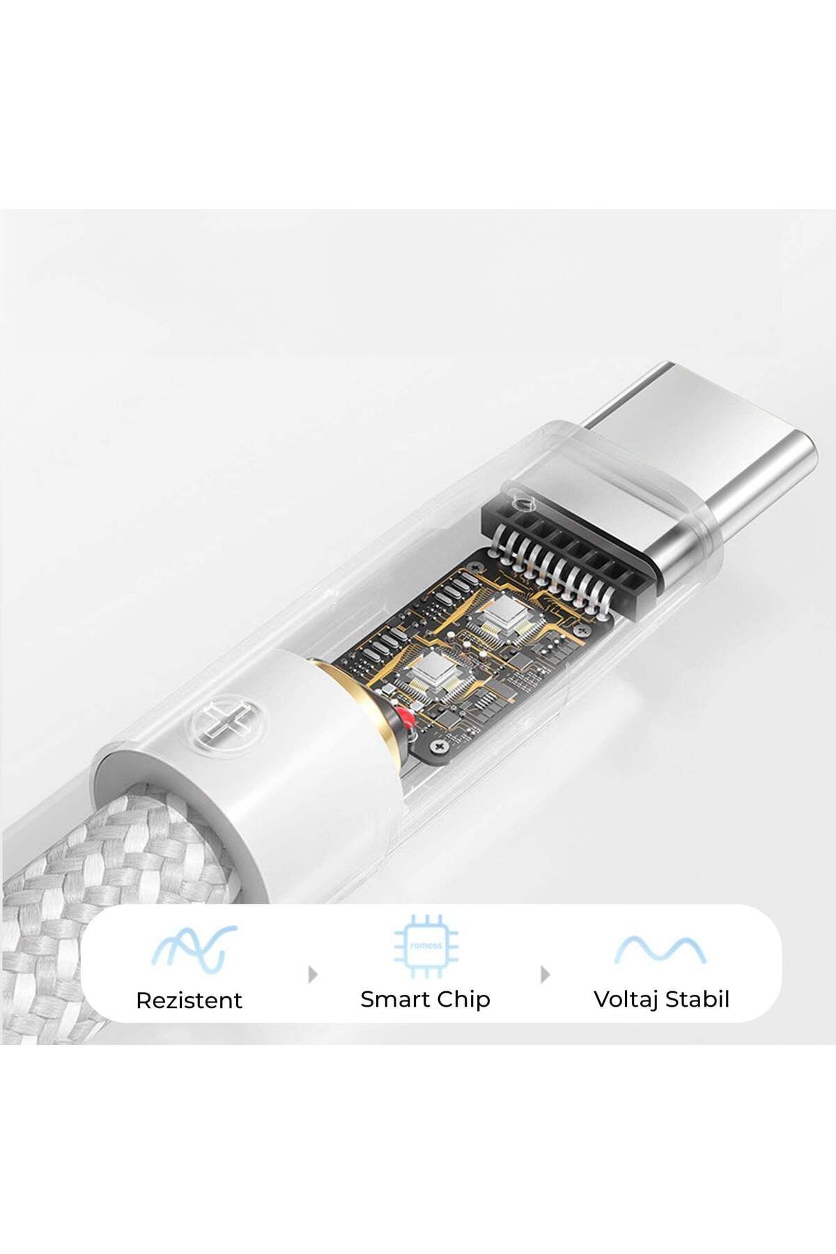 Timebox-Cablu de date și încărcare rapidă 120W, USB la Tip-C, 2 m, LED, Nailon, Alb 4