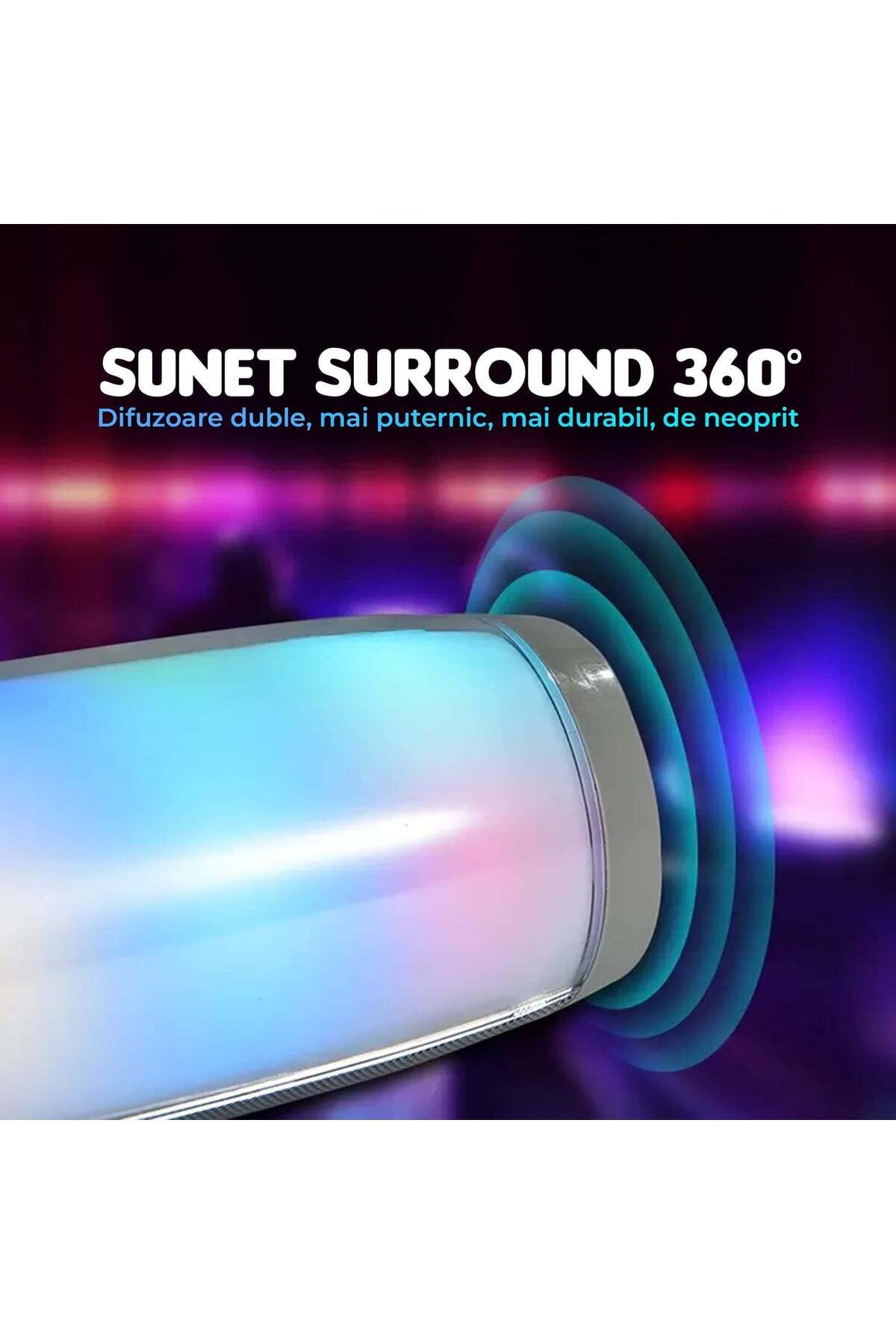 Timebox-Portable speaker with RGB lights, Bluetooth, 360 surround sound, 1200mah, Waterproof 5