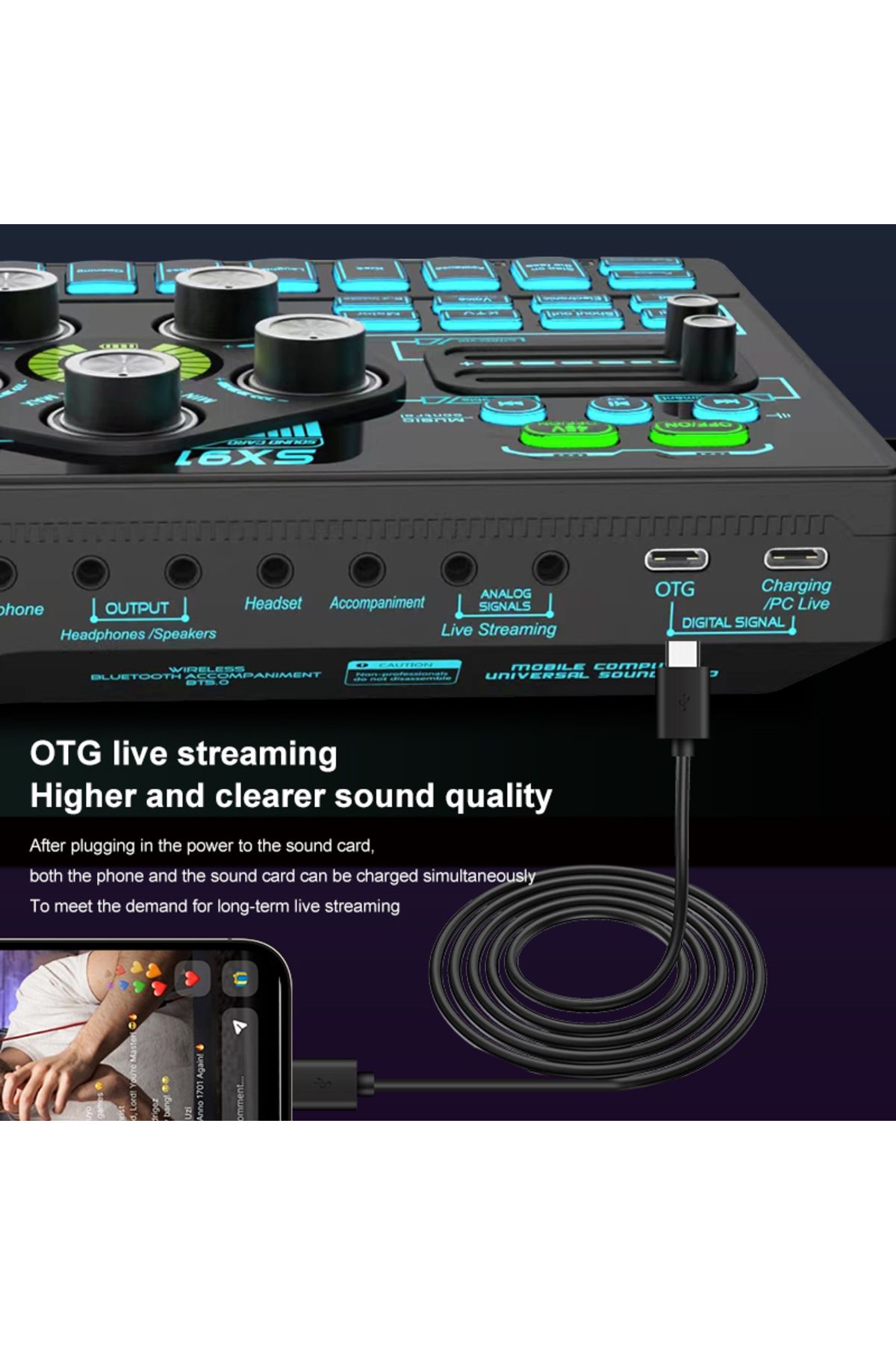 Choice-Sound Card Podcast Microphone Sound Card Microphone Sound Mixer live Sound Card Audio Mixing Cons... 5