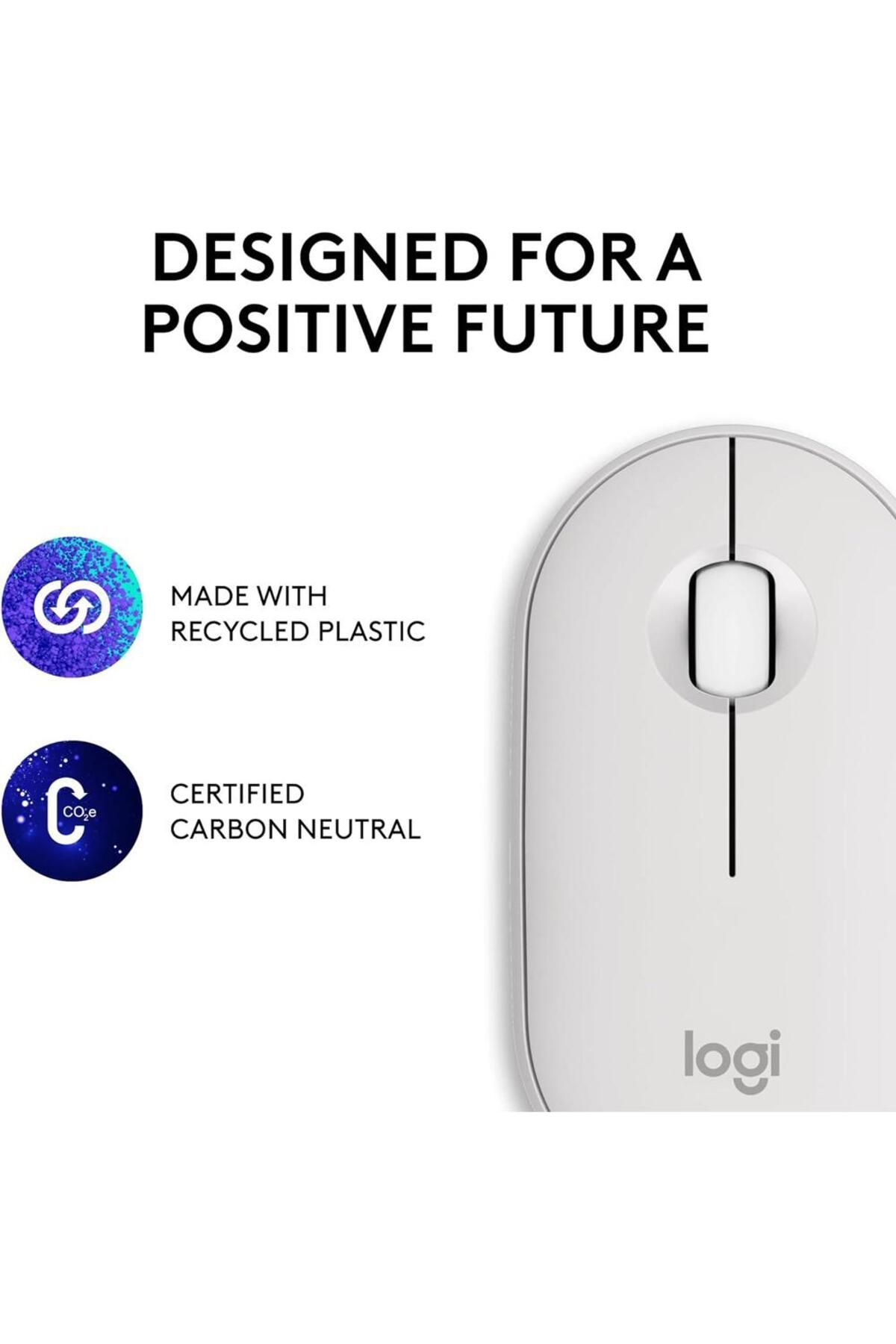logitech-ماوس بيبل ماوس 2 M350s رفيع لاسلكي بتقنية البلوتوث باللون الأبيض 4
