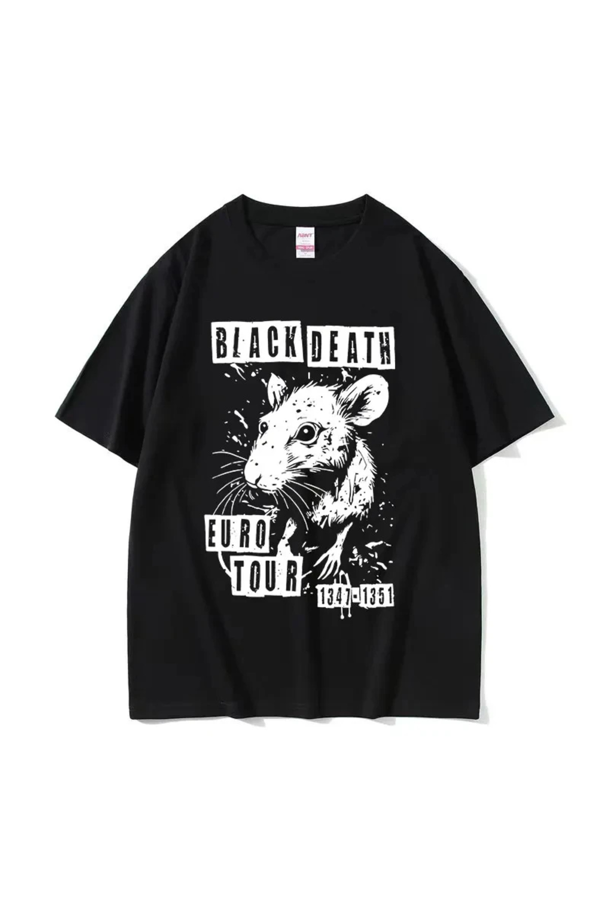 Black Funny Cheese Eater Machine Japanese Rat Graphics Vintage
