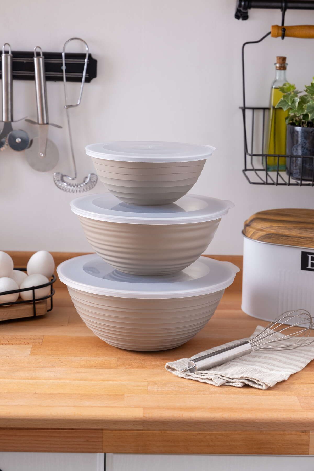 Mutfak Köşesi-Galaxy 3-Piece Covered Storage Container Set - Set of 3 3Lt 2Lt 1Lt 1