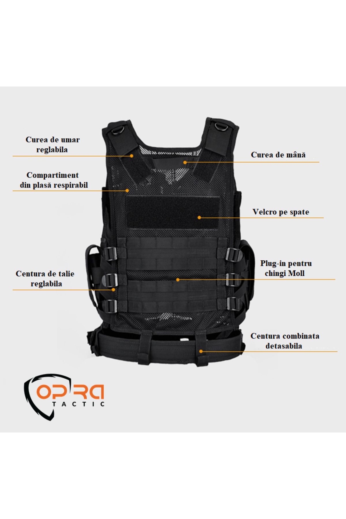 Hipolar-Tactical Vest, Adjustable to All Sizes, Multifunctional, Security Guard Agents, Black 4