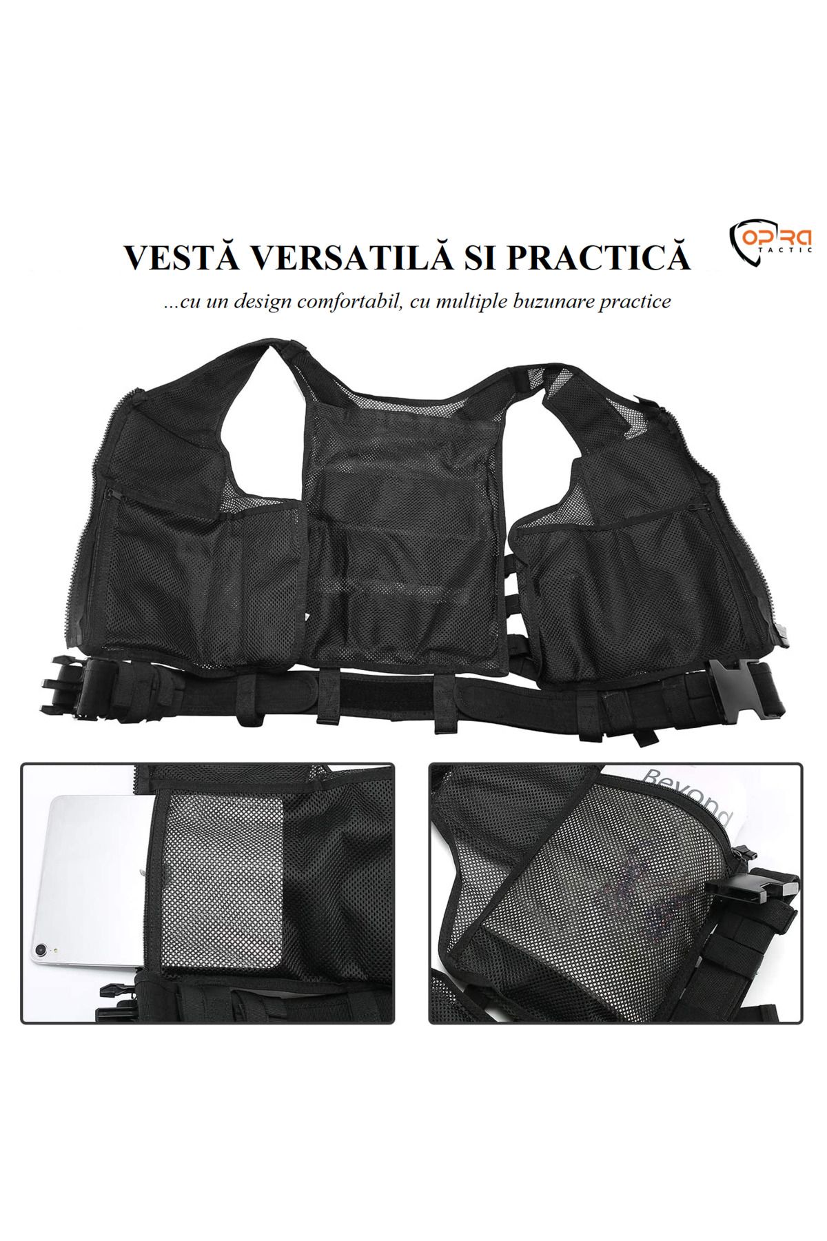 Hipolar-Tactical Vest, Adjustable to All Sizes, Multifunctional, Security Guard Agents, Black 5