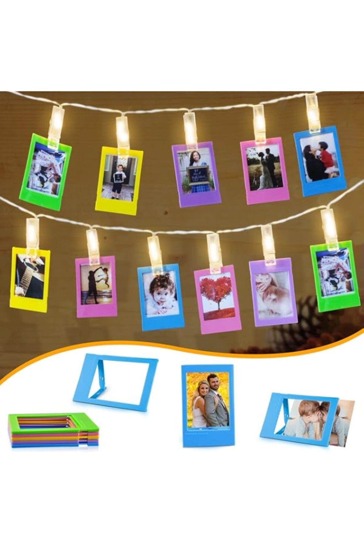 Generic-SYOSI Mini Photo Frame with LED Photo String Lights 20 Photo Clips Fairy Twinkle Lights, Compatible 1