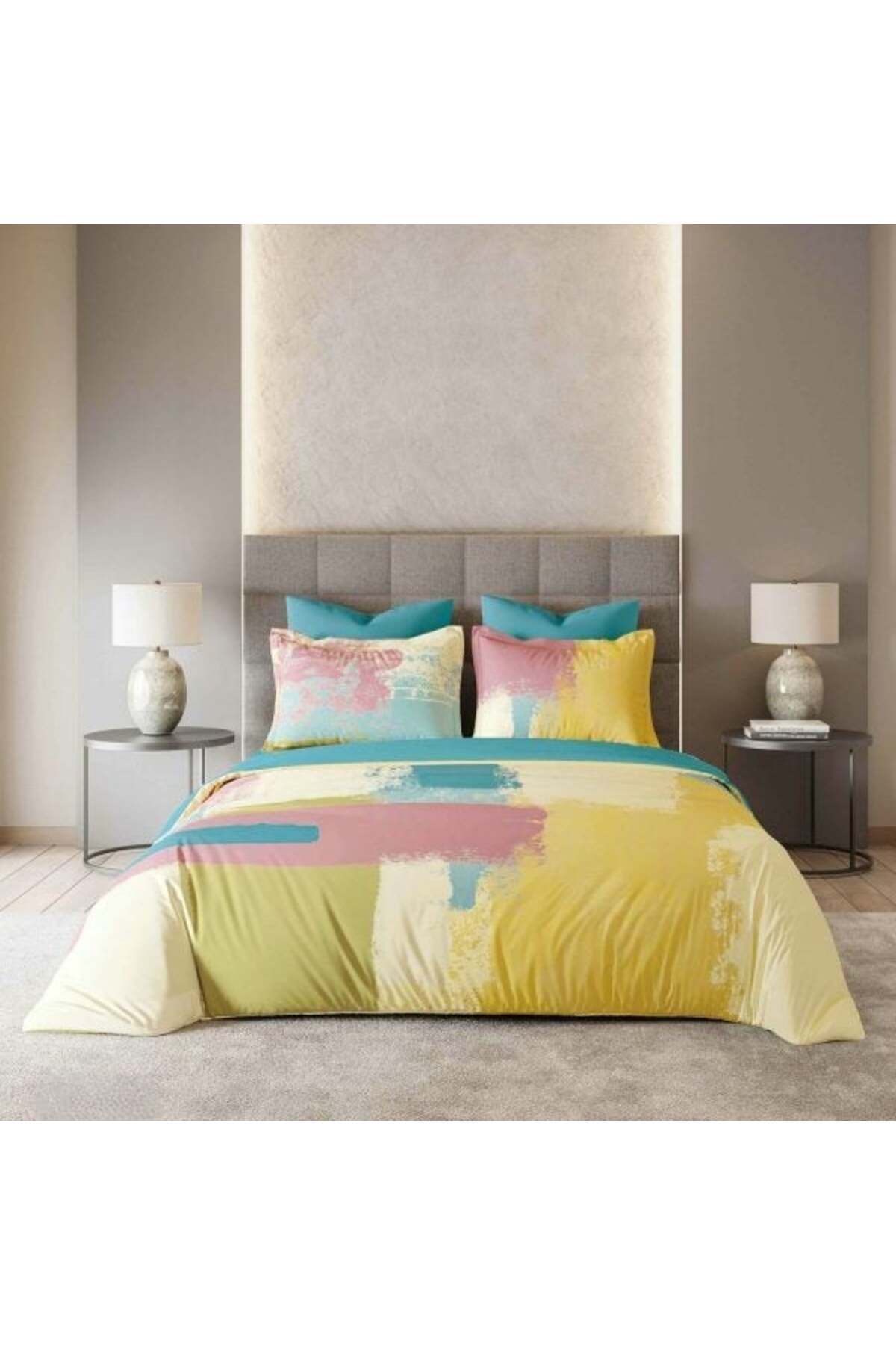 FIONNA.RO-Digitally Printed Fine Bed Linen With Elastic - Colorful Abstract Pattern 1