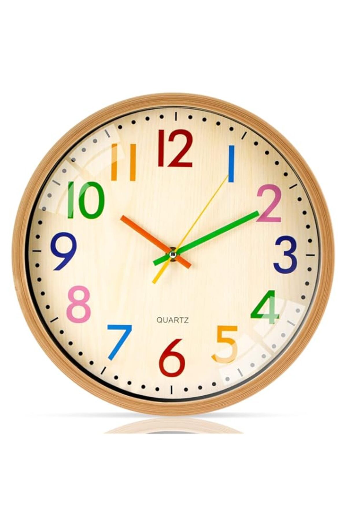 Generic-UOIXPUHUO 12 Inch Silent Kid Wall Clock Non-Ticking Clock for Kids Battery Operated Easy to Read 3D 1