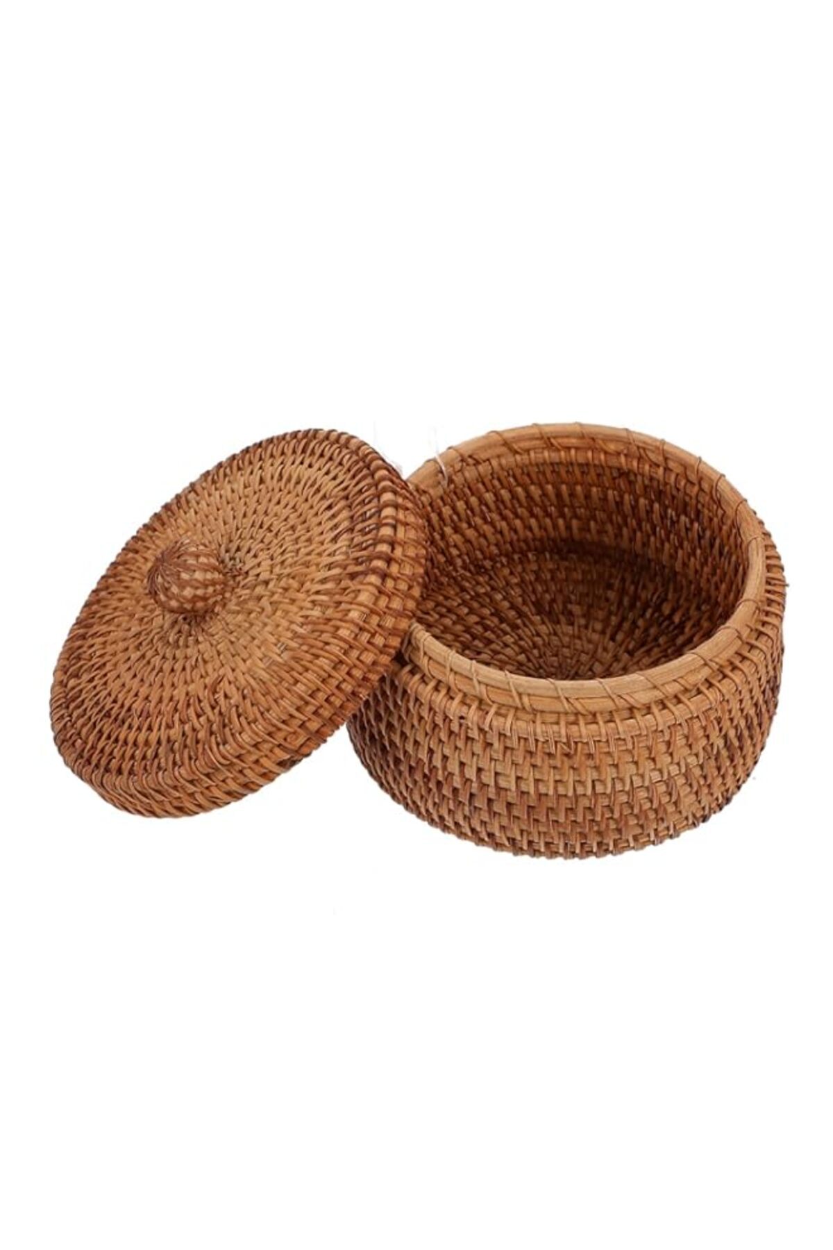 Generic-Rattan Storage Box, Round Hand Woven Rattan Box Desktop Woven Box Round Rattan Box Rattan Decorativ 1
