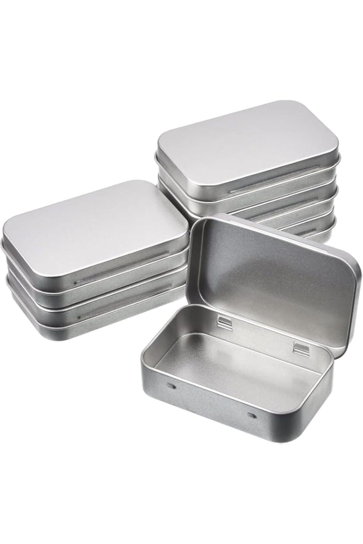 Generic-مجموعة من 6 علب معدنية مستطيلة الشكل، صندوق معدني صغير، 3.75 × 2.45 × 0.8 بوصة، مجموعة تخزين صغيرة 1