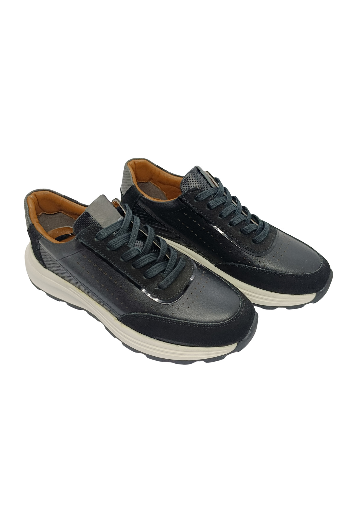 Forstep Casual Erkek Hakiki Deri Ultra Rahat Bağcıklı Lacivert