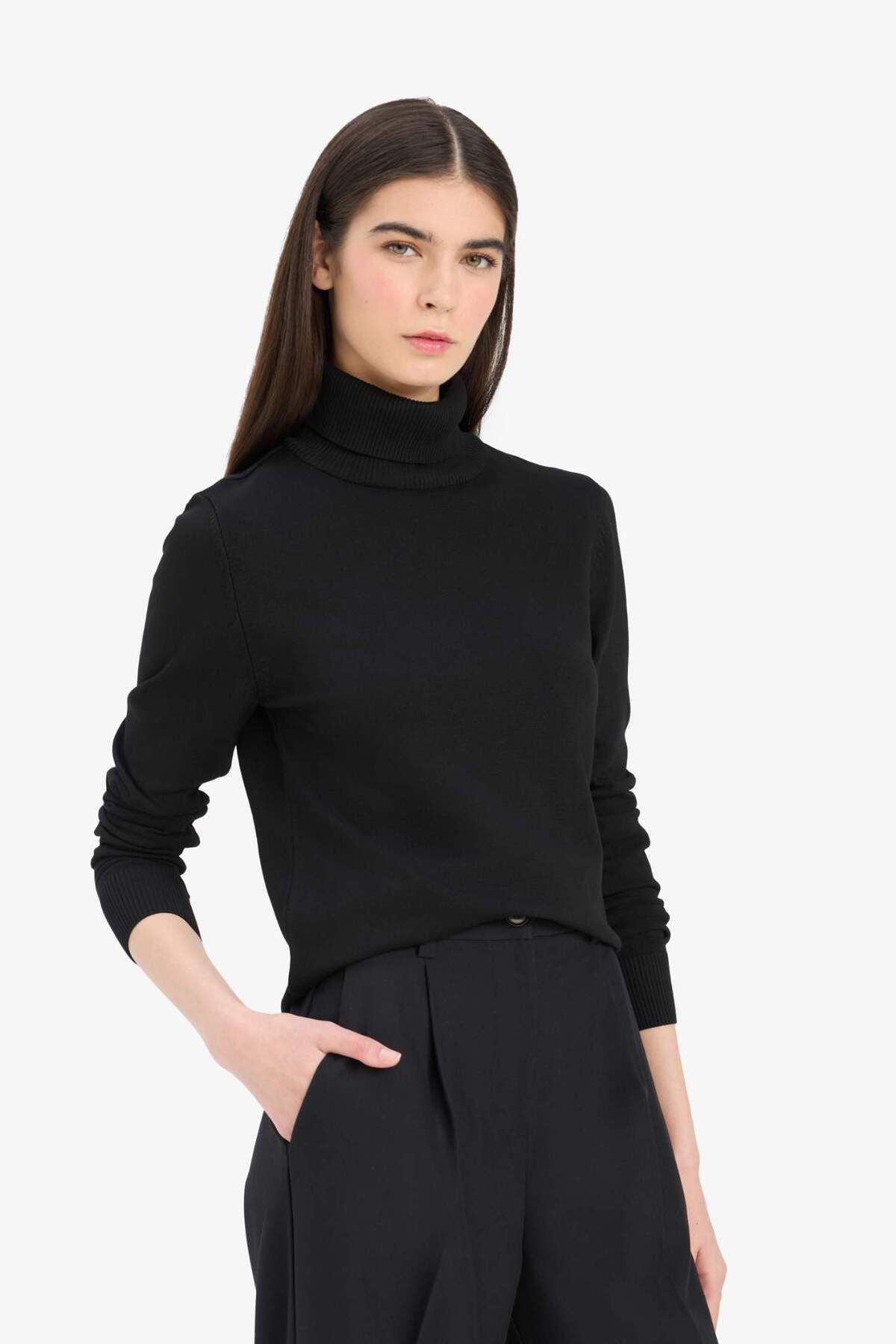 DeFacto-Regular Fit Half Turtleneck Sweater E8498Ax25Wn 3