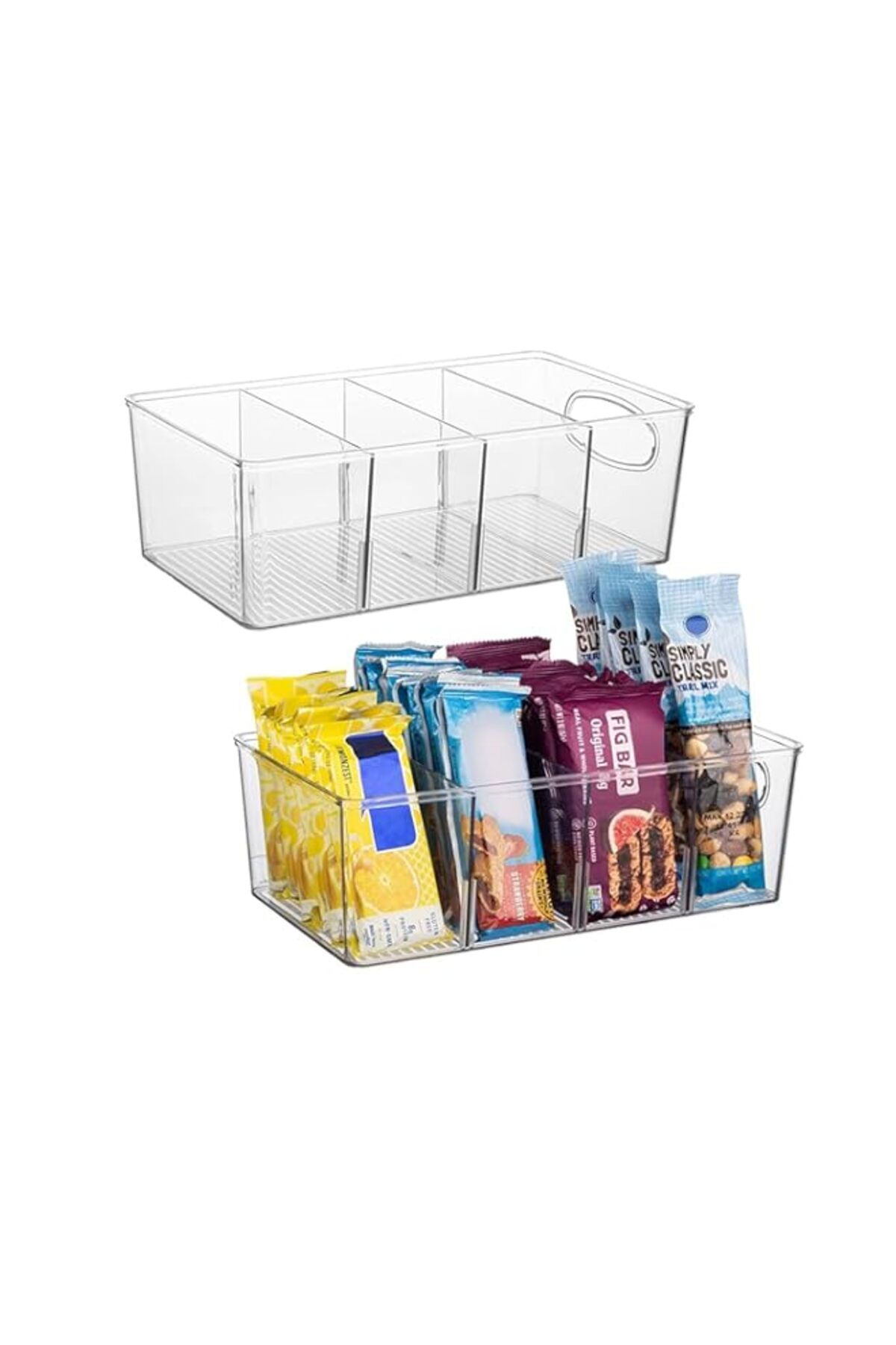 Generic-Ybaier Plastic Pantry Organization and Storage Bins, Clear Storage Containers with Removable Divide 1