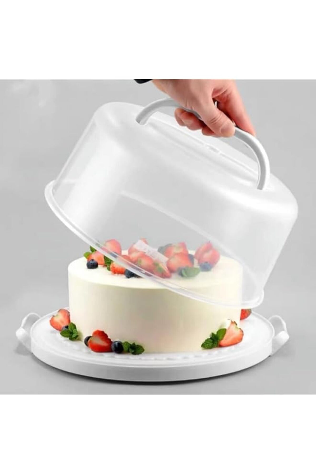 Generic-Azonee Cake Carrier Stand, 8 Inch Round Holder Storage with Lid and Handle for Transport, Storage C 1