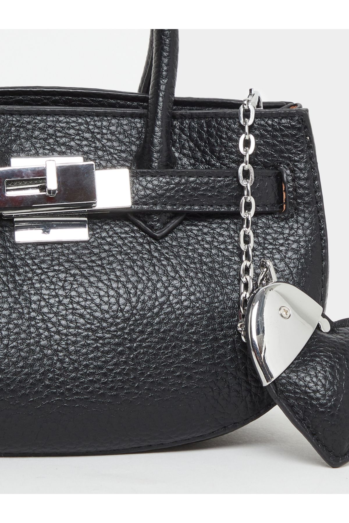 Styli-Solid Dual Handle Handbag with Heart Drop 2