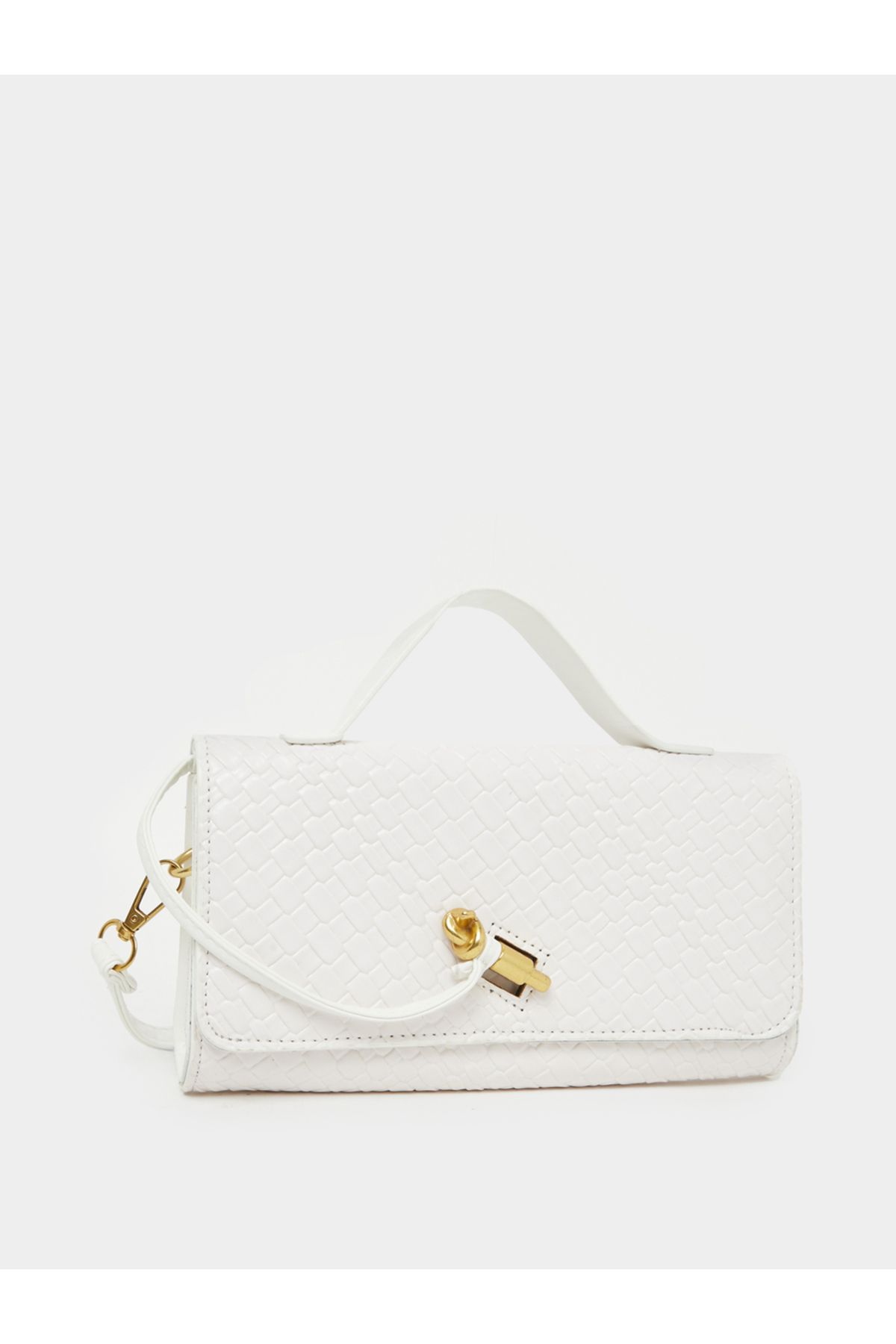 Styli-Textured Clutch with Top Handle and Removable Shoulder Strap 1
