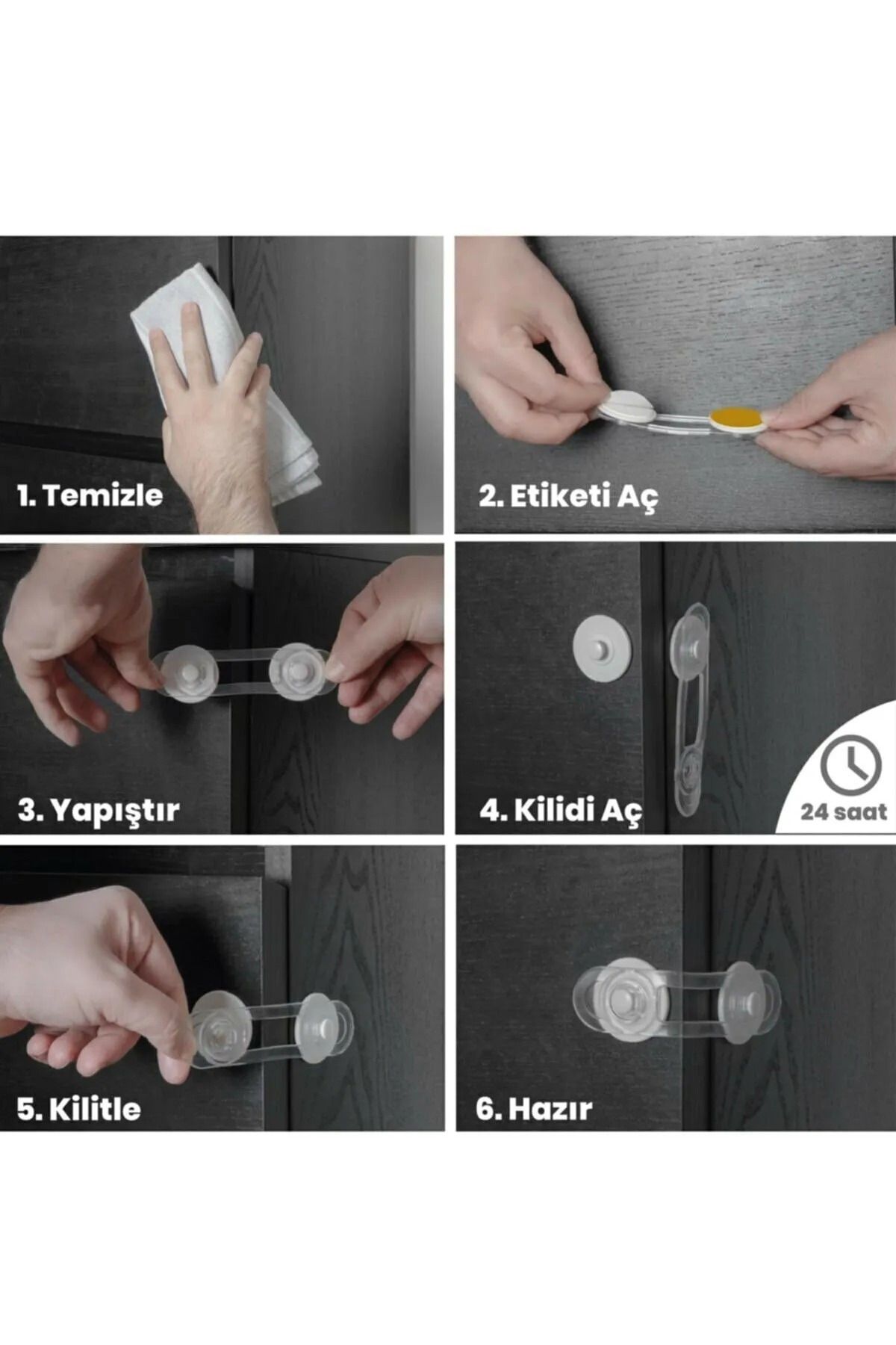 SÖZER ORMAN ÜRÜNLERİ-Drawer Child Lock Cabinet, Drawer Protector Mini Multi-Purpose Lock - (10 Pieces) 3