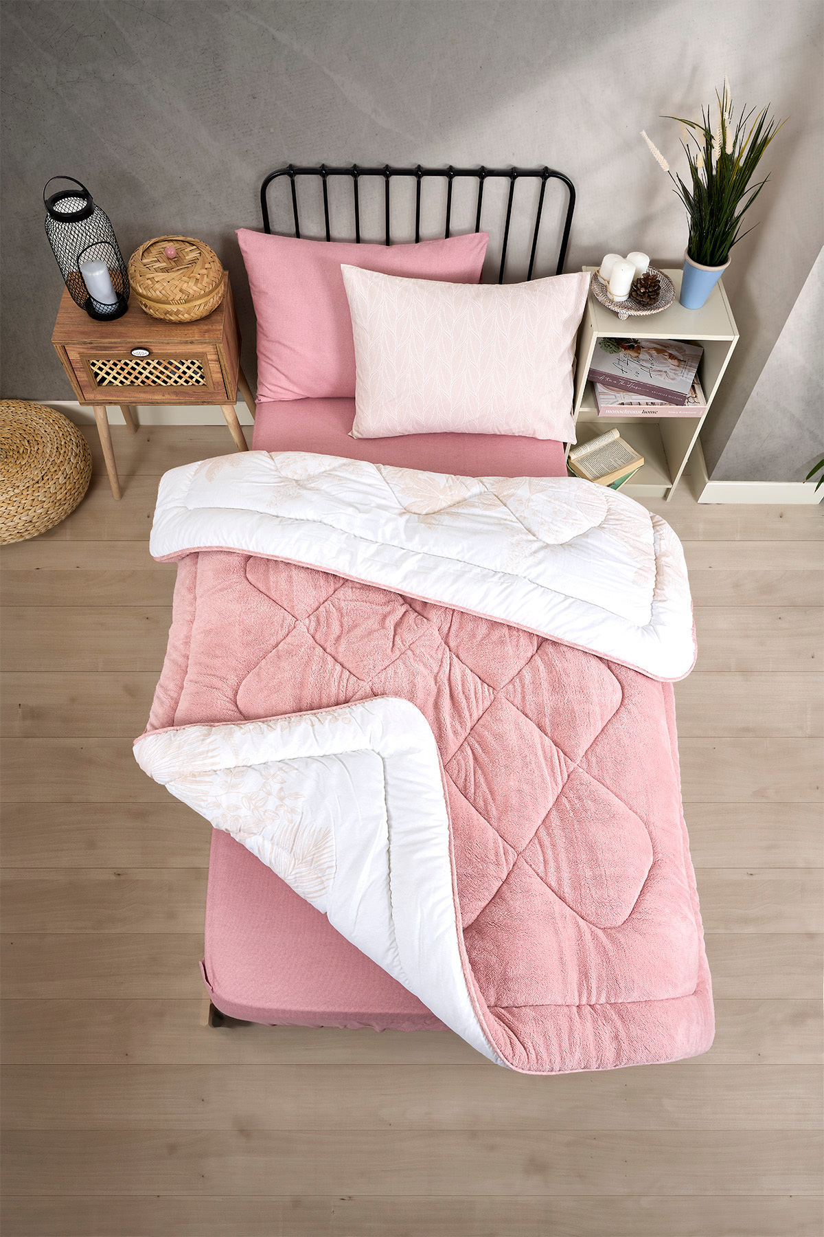 Sudemhome-Single Welsoft Sleeping Set Double Sided Wellsoft Fluffy Fleece Quilt and 100X200 Elastic Sheet 6