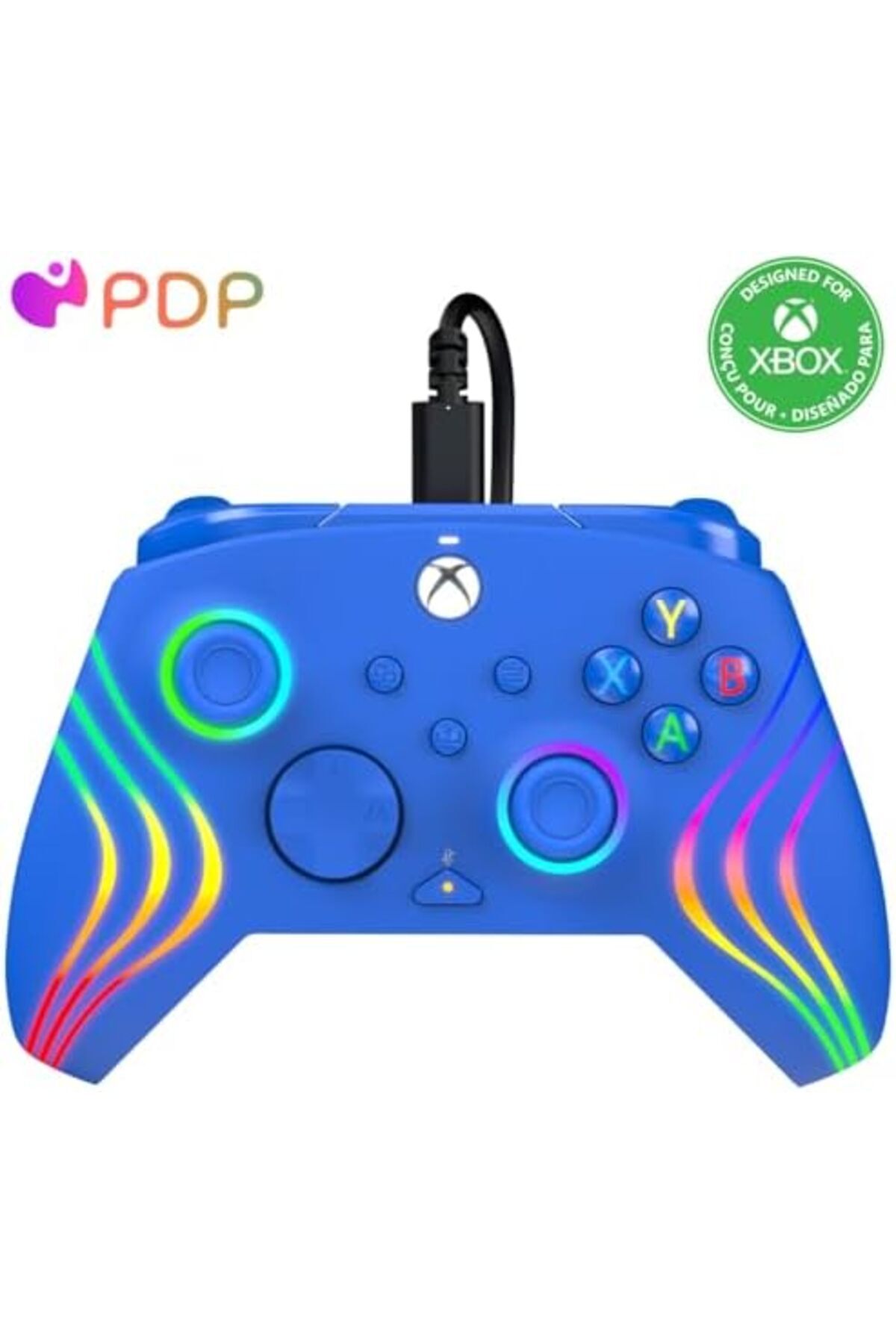 Pdp-Xbox Series X|S & PC Blue Afterglow Wave Wired Controller 1