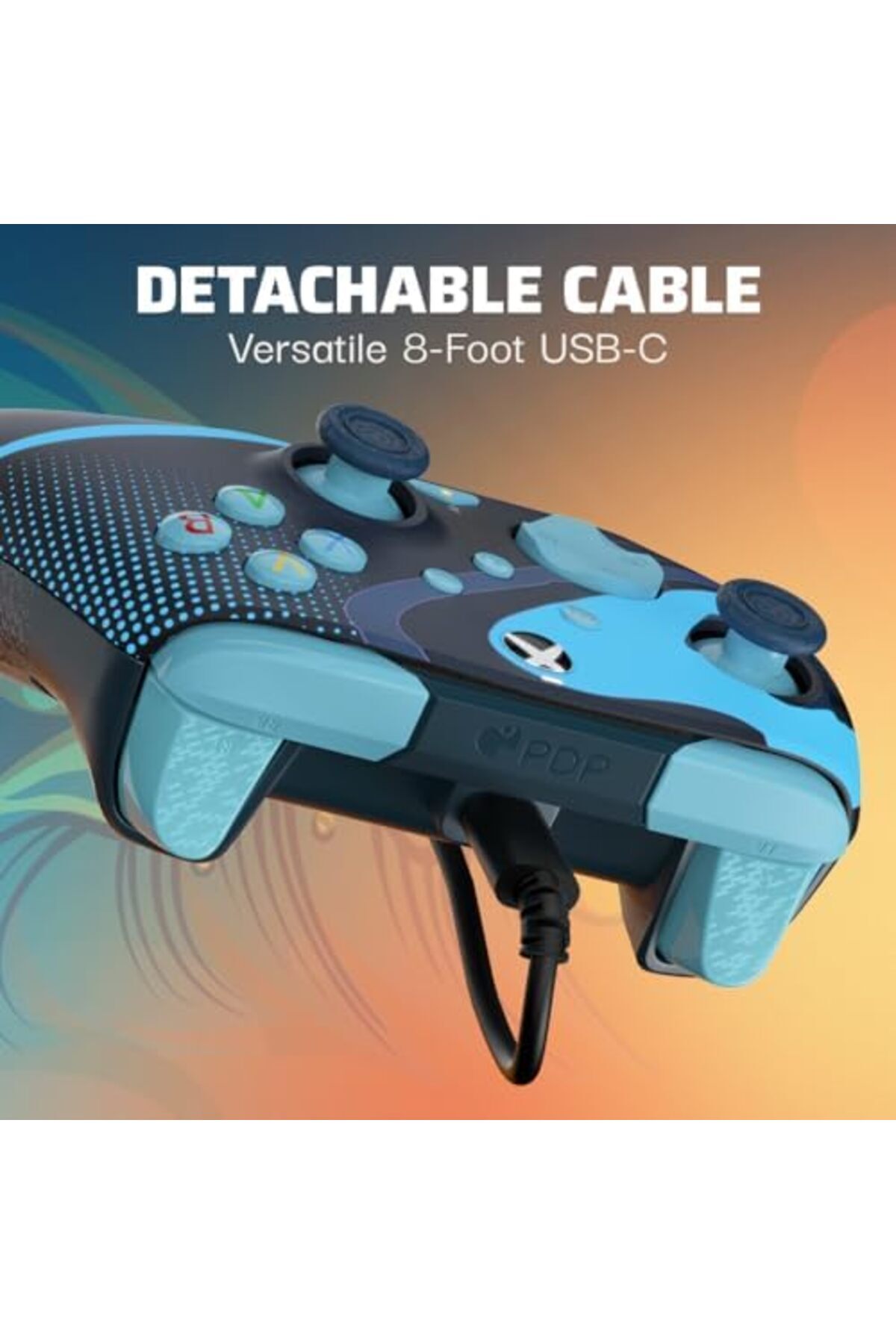 Pdp-REMATCH GLOW Advanced Wired Controller: Blue Tide For Xbox Series X|S, Xbox One, & Windows 10/11 8