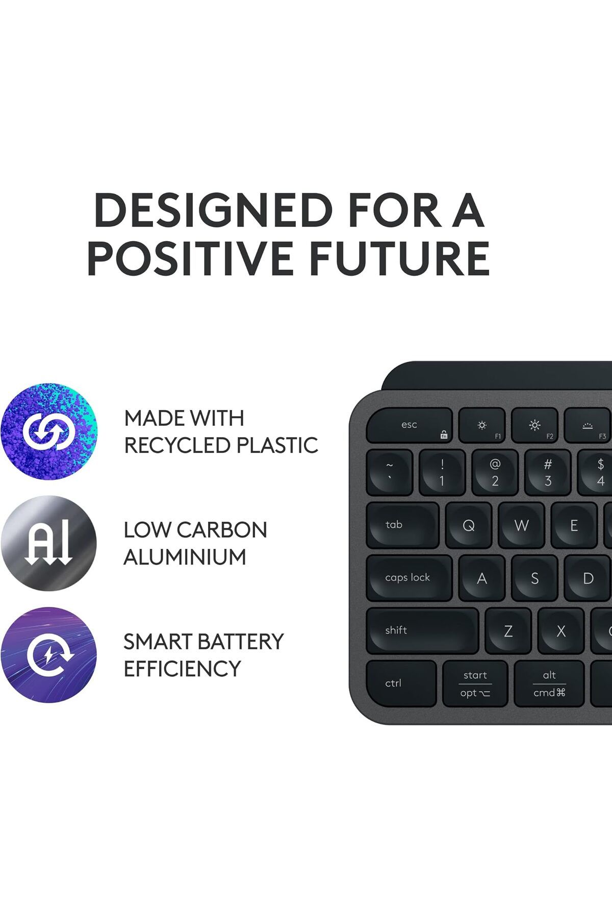 logitech-لوحة مفاتيح لاسلكية MX Keys S، تصميم منخفض، كتابة سلسة ودقيقة وهادئة، مفاتيح قابلة للبرمجة، با 8