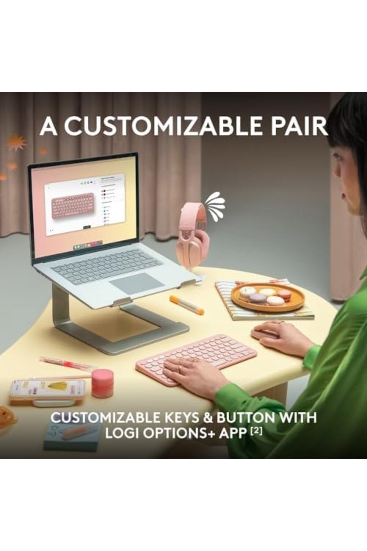 logitech-مجموعة Pebble 2، لوحة مفاتيح وماوس لاسلكيان، هادئة وقابلة للحمل 6