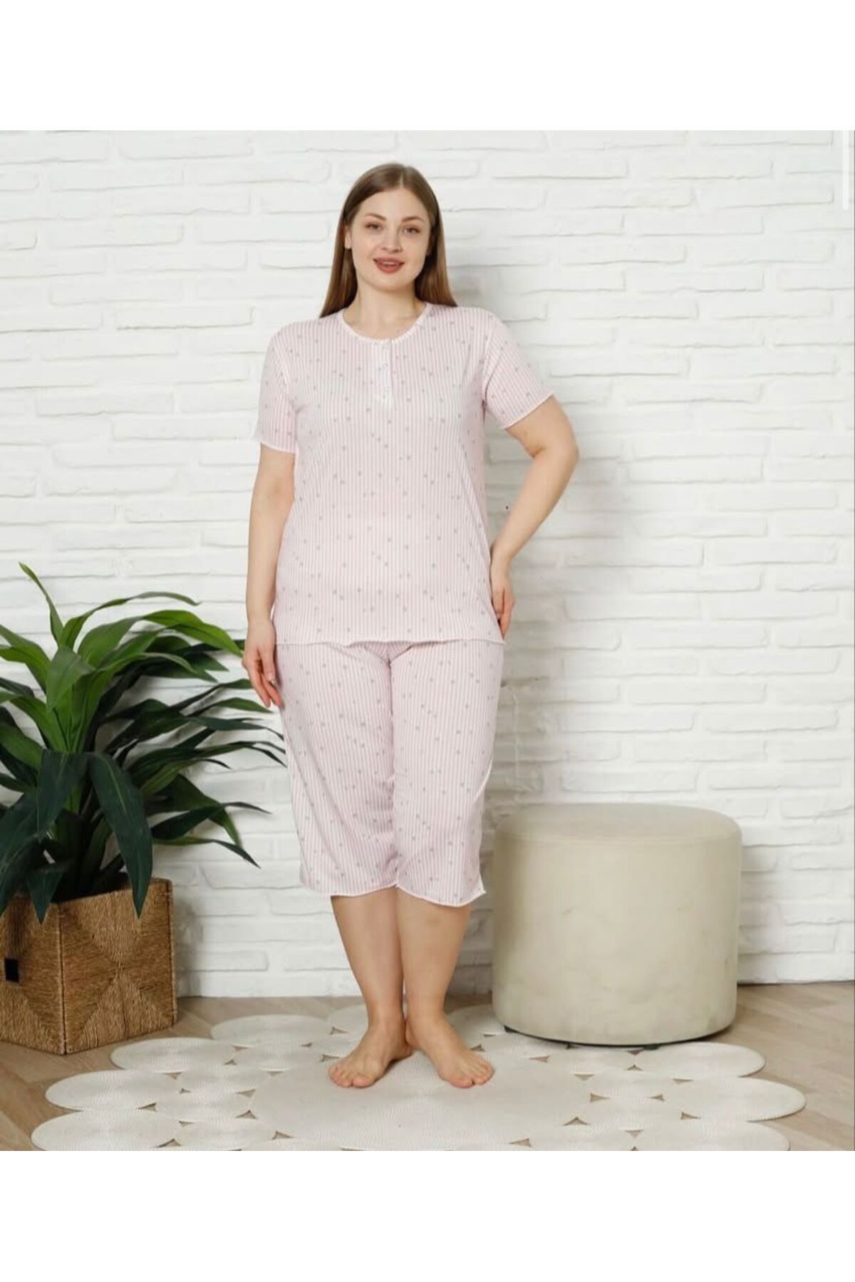 MODA-Plus Size Battal Capri Pajama Set/2Xl-3Xl-4Xl 1