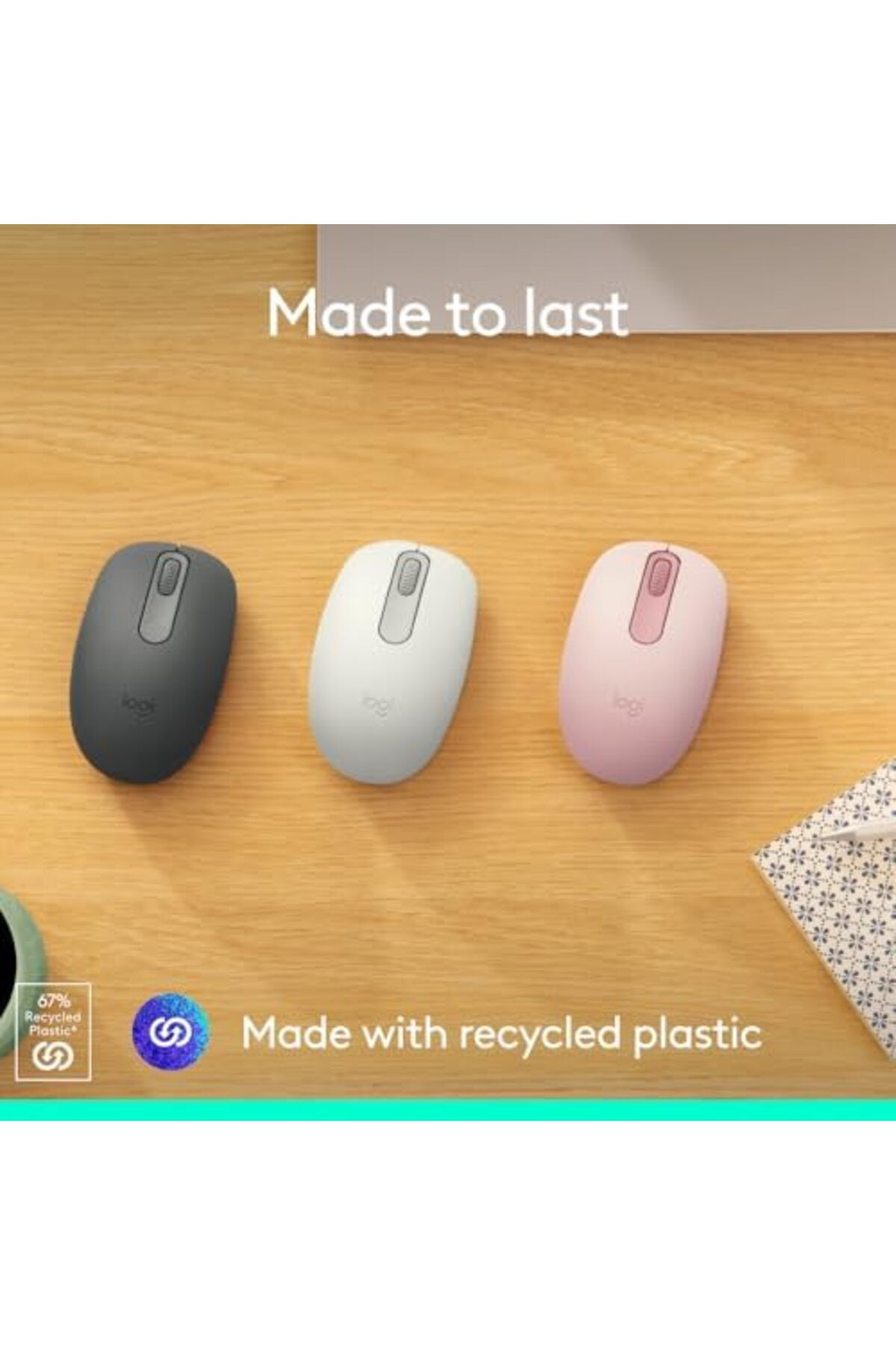 logitech-ماوس لاسلكي M196 بتقنية البلوتوث، ماوس صغير الحجم وقابل للحمل لأجهزة الكمبيوتر المحمولة والأجهزة اللوحية والمزيد، 12 5