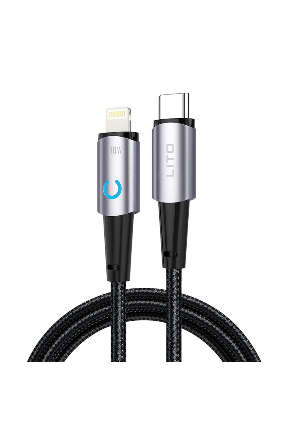 Lito-Cablu de date cu conectori Lightning, tip C, 30W, 1,2m - (LD10) - Negru 2
