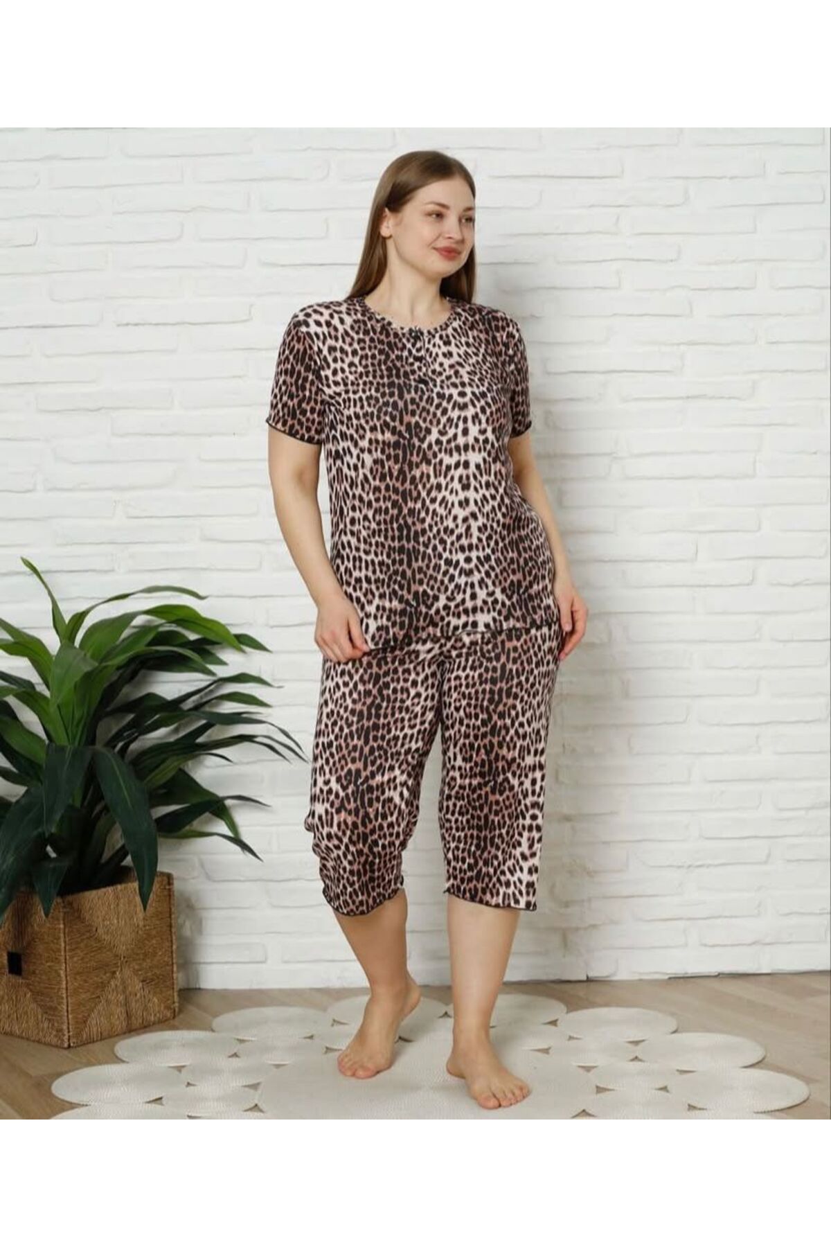 MODA-Plus Size Battal Capri Pajama Set/2Xl-3Xl-4Xl 1