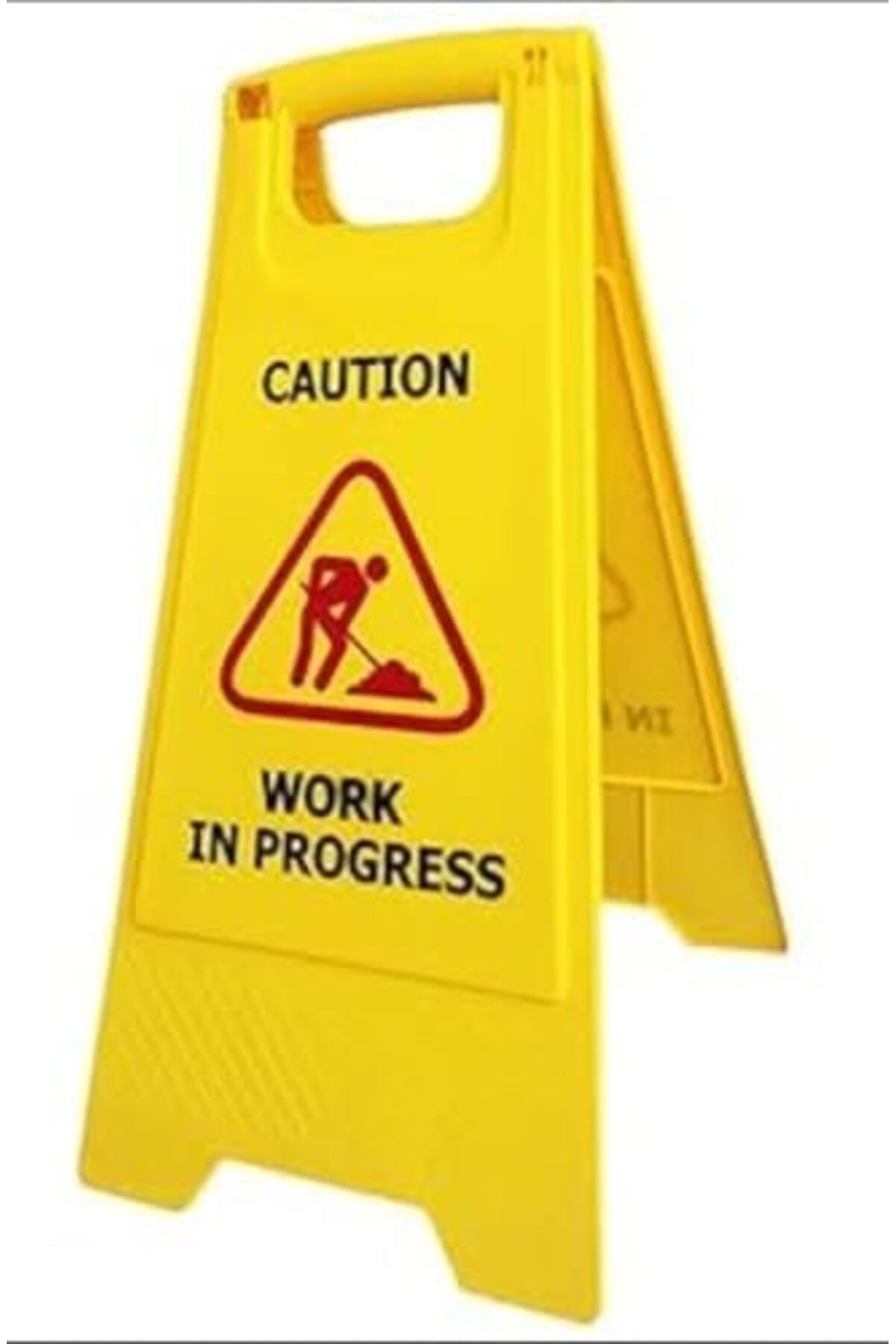 Generic-Caution Work in Progress Safety Sign, A-Frame Floor Stand, Yellow Plastic Warning Sign 1