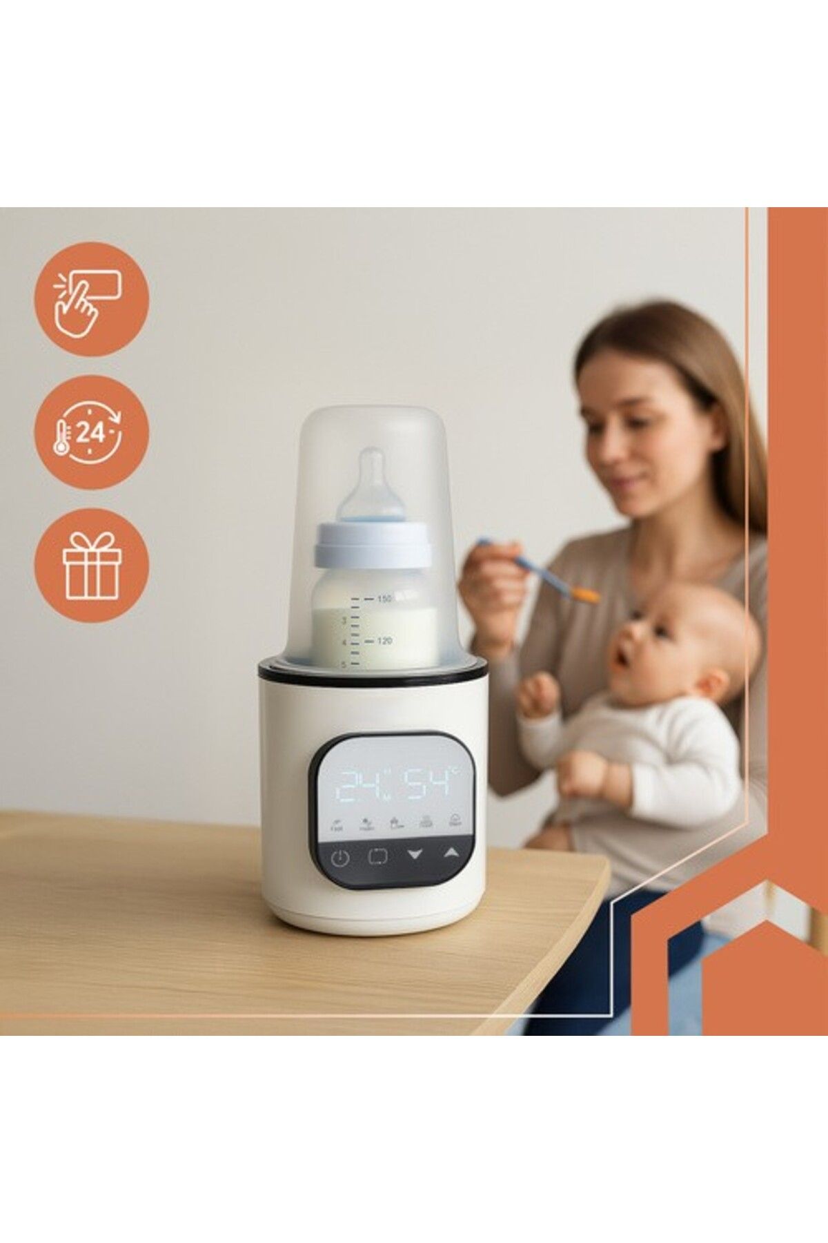 zola-5in1 bottle warmer, sterilization/heating/defrosting function, 45–80°C, touch control 3