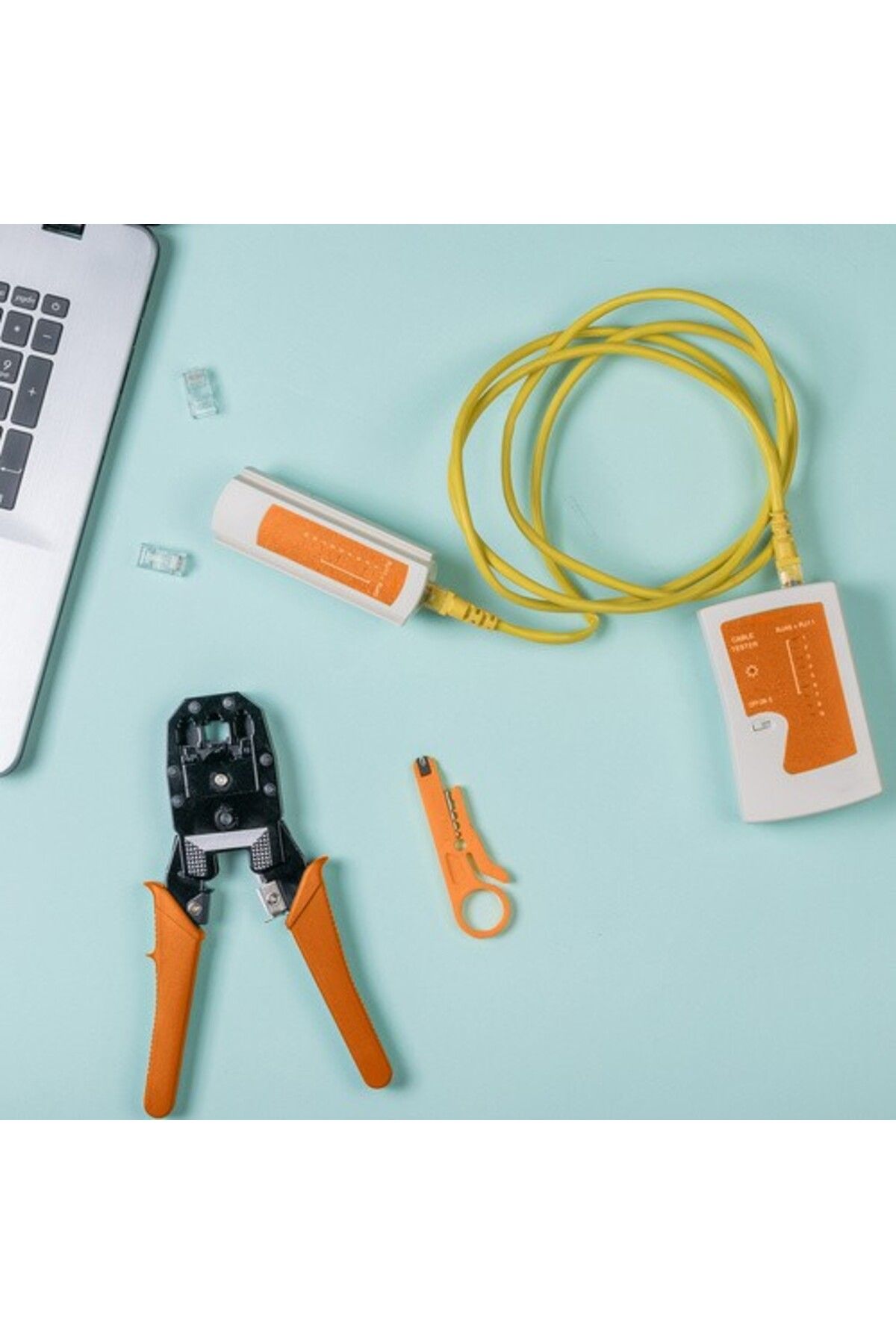 zola-Kit instrumente de retea si tester, compatibil mufe cabluri retea si telefonice, RJ45/RJ11, husa 5