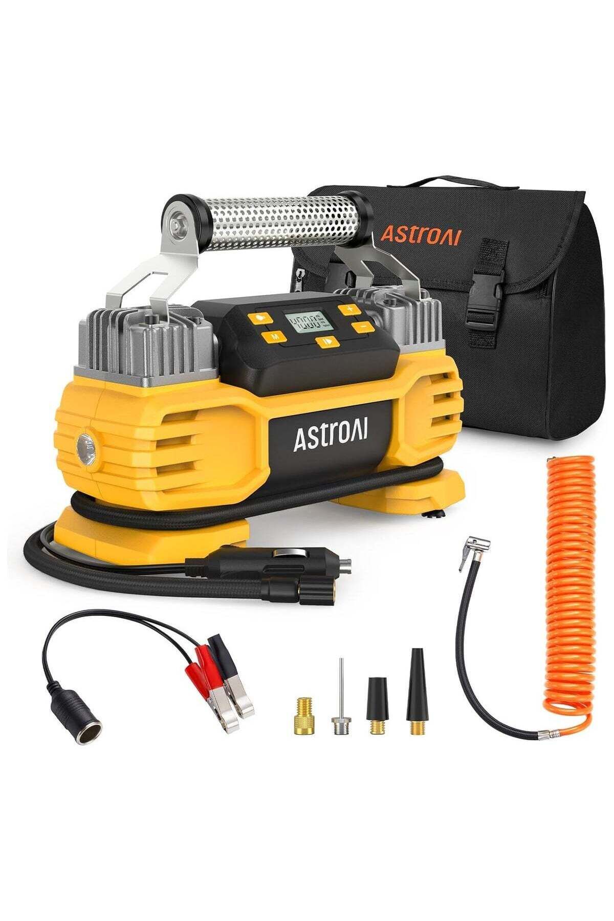 AstroAI-Tyre Inflator Air Compressor 12V DC 160PSI with Screen, Heavy Duty Dual Cylinders & Dual Mot 1