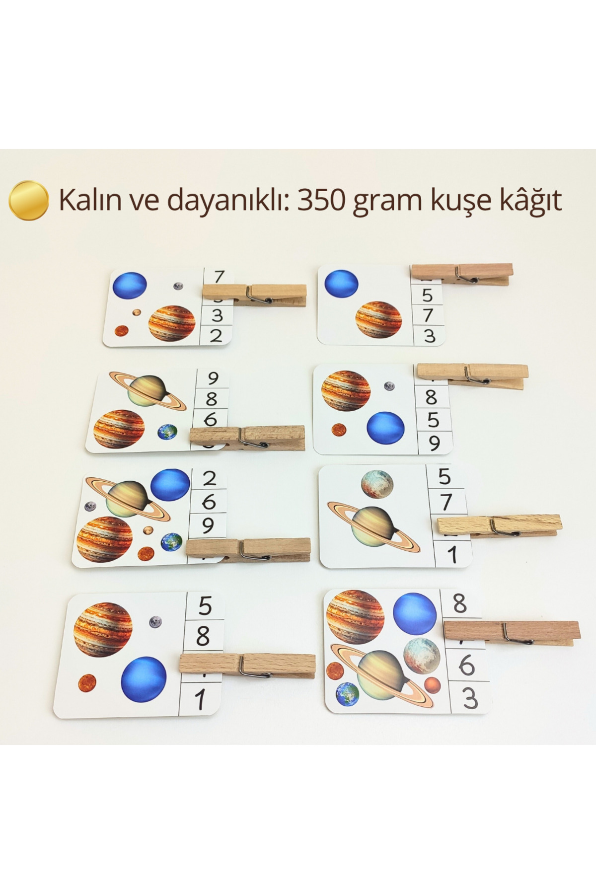 Dodo Montessori Okul Öncesi Sayma Oyunu – Uzay Temalı Montessori Sayı Kartları ve Mandallar ile Eğlenceli Etkinlik fotoğrafı 5 (önizleme)