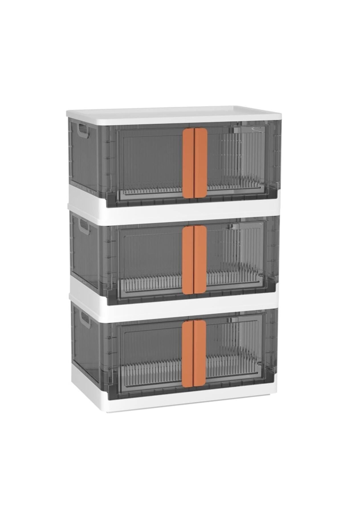 UIQ-Set 3 foldable and stackable storage boxes UIQ®, with lid, reinforced edges, handle, durable materi 2