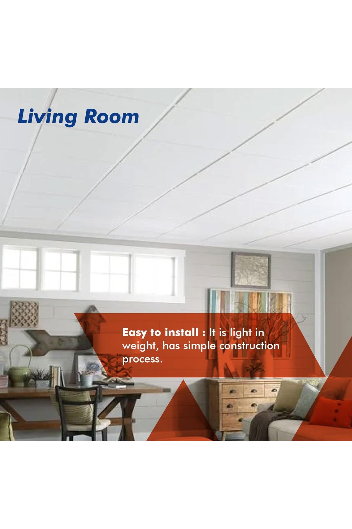 کاشی‌های سقفی مصنوعی فوق‌العاده نازک، سفید، ۶۰۰ × ۶۰۰ × ۷ میلی‌متر، بسته ۸ عددی